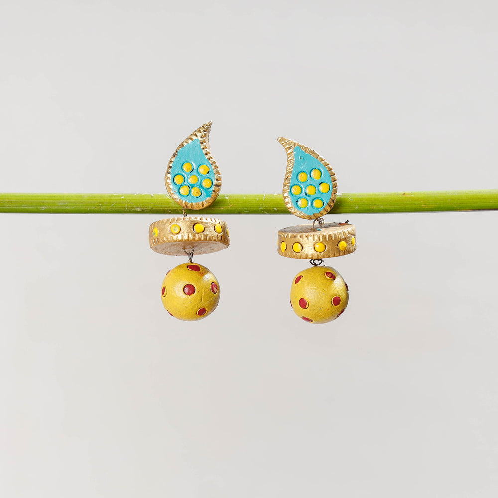 KHUSHBASH - HAPPY LOOM OF EAST Bishnupur Handpainted Terracotta Earrings