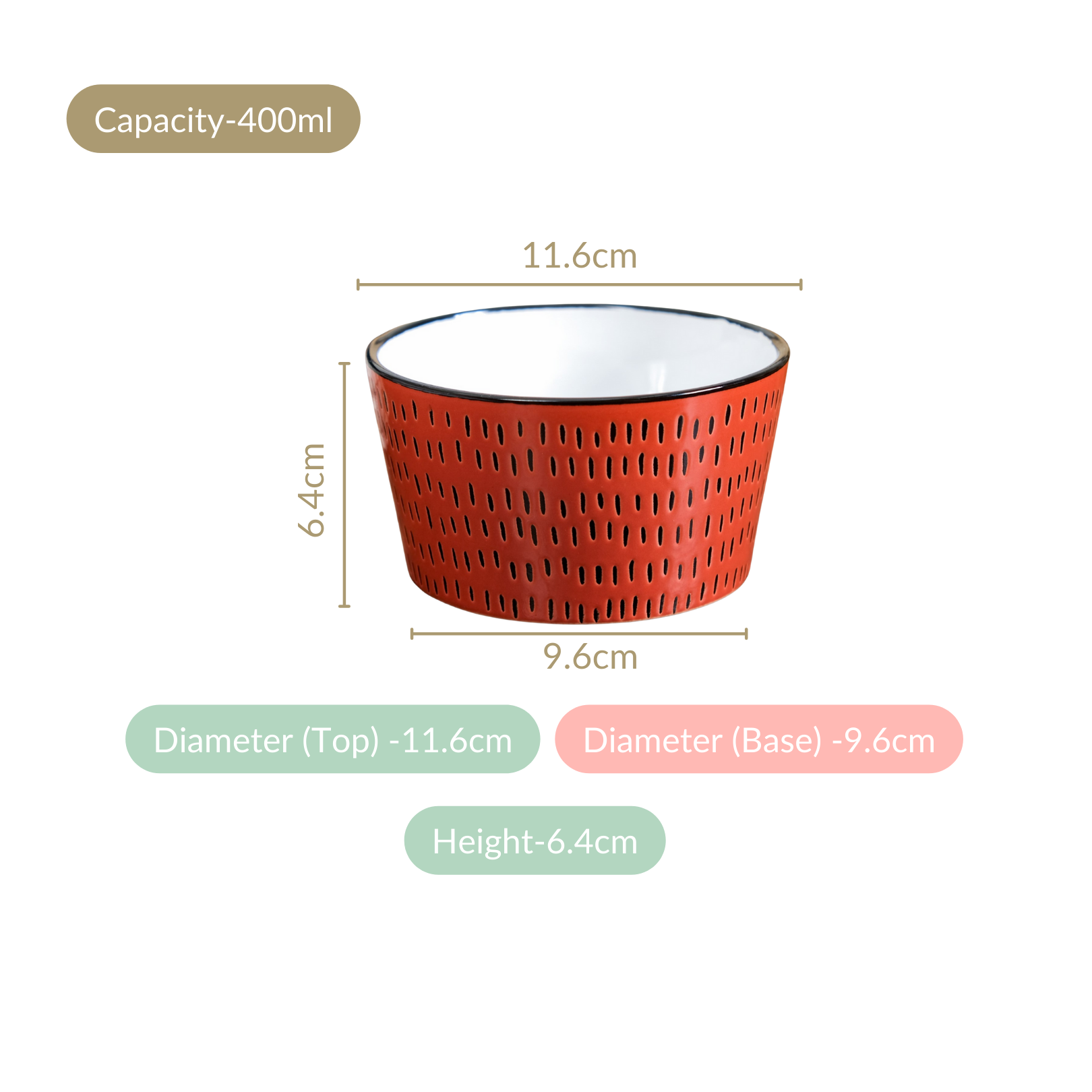 Nestasia Sienna Ceramic Bowl For Snacks Set Of 4 400ml - view 4