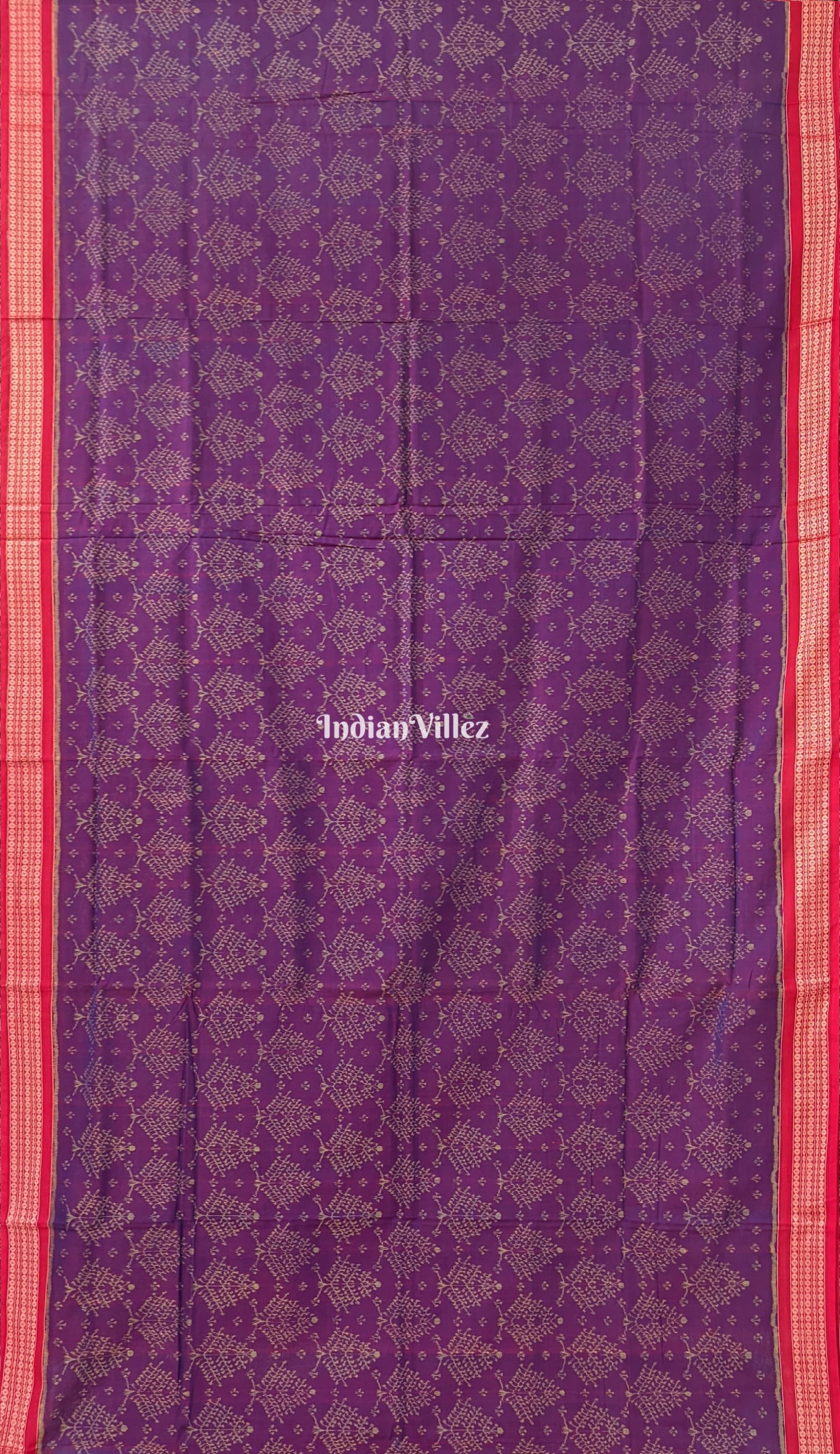 IndianVillèz Deep Purple Odisha Ikat Sambalpuri Pure Cotton Saree - view 3