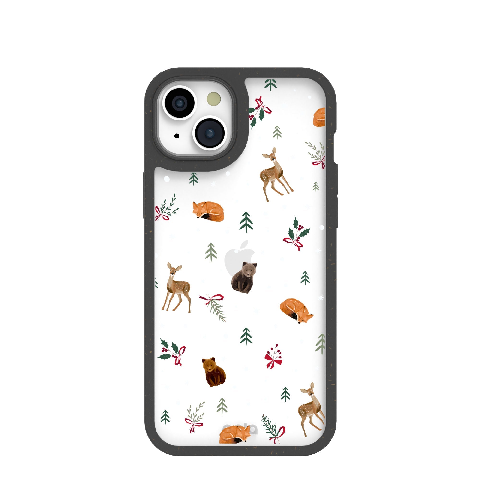 BlackTree Clear Winter Woodland iPhone 15 Plus Case With Black Ridge
