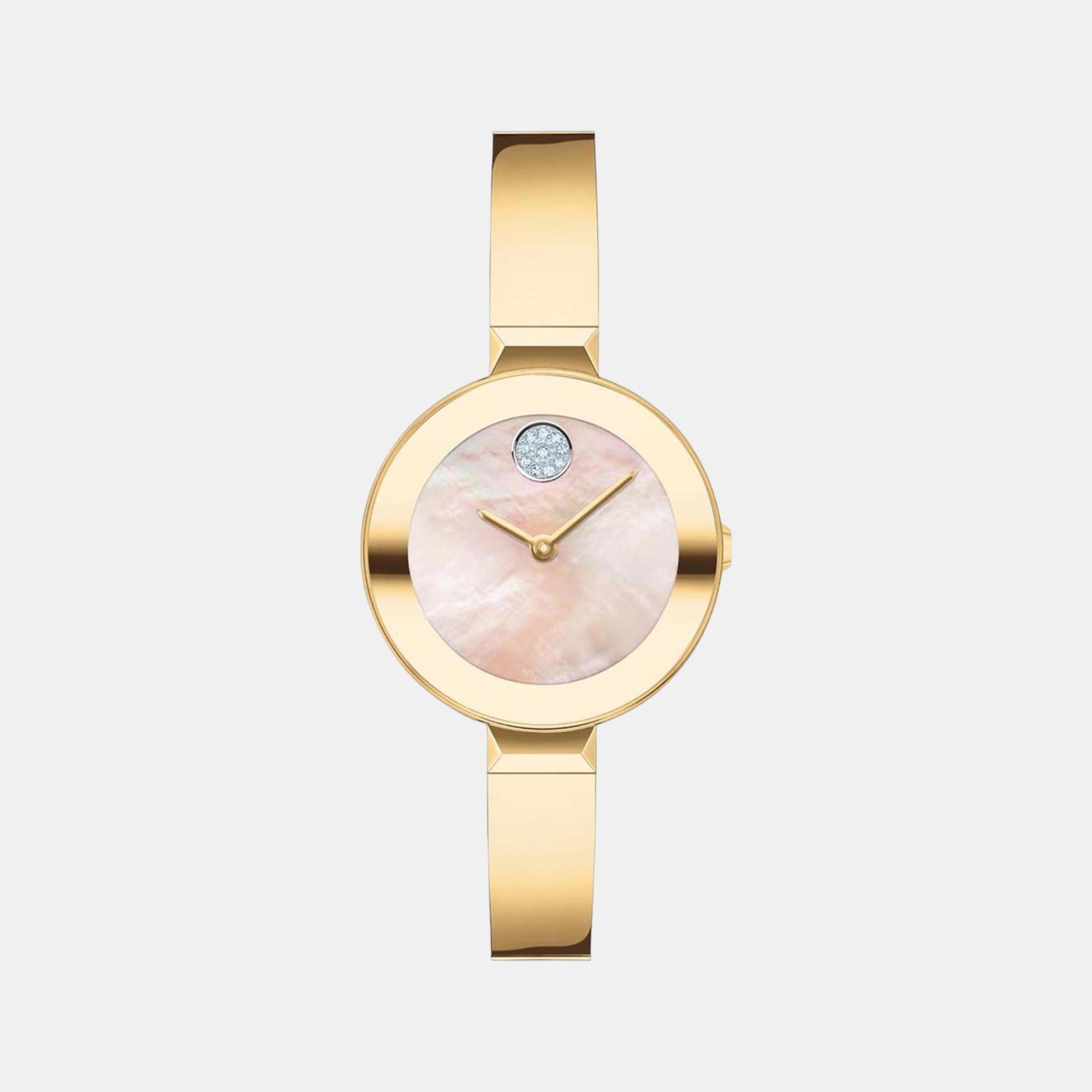 Movado Bold Women Quartz Yellow Mother Of Pearl Dial Analog Stainless Steel Watch 3600627