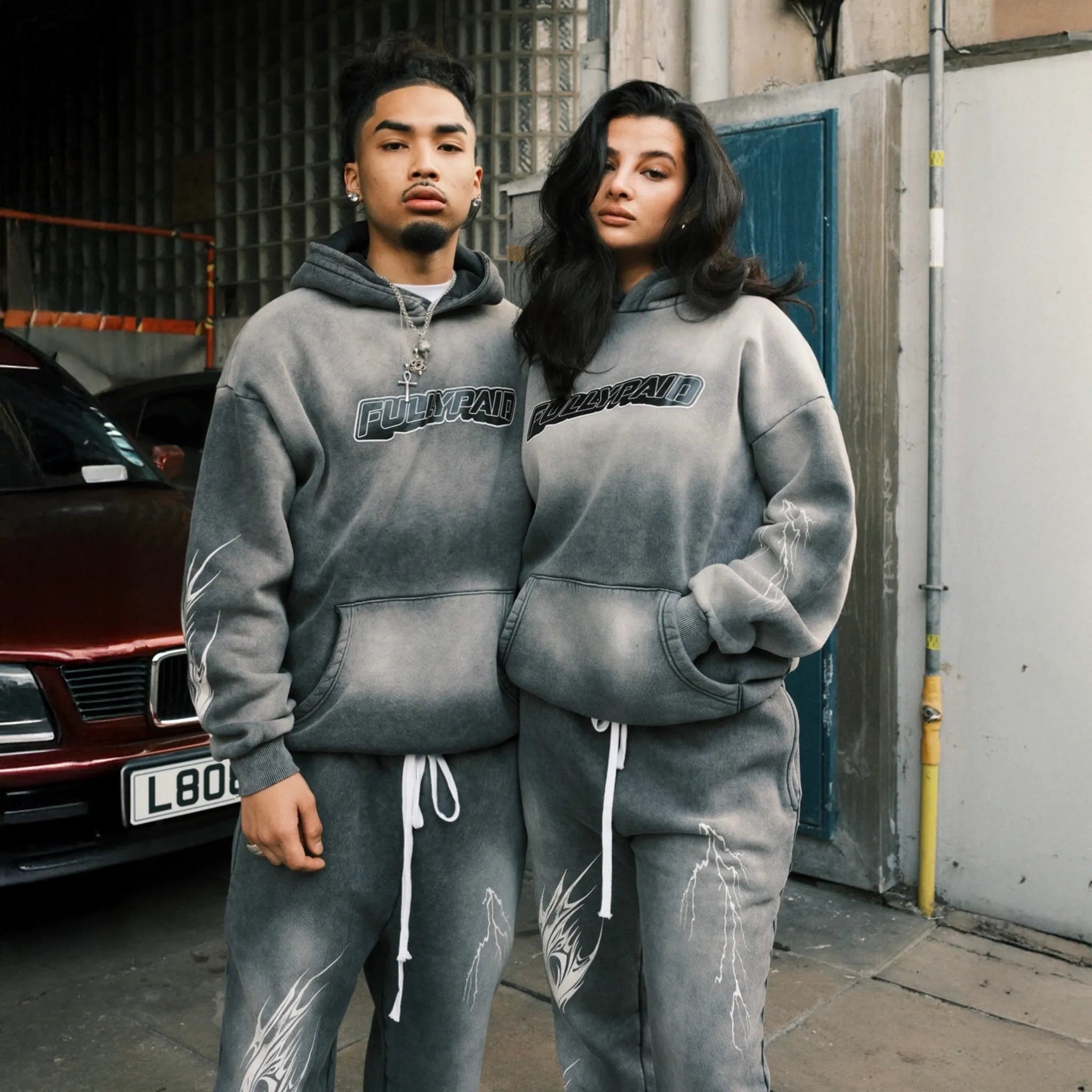 Fully Paid Acid Wash Grey Hoodie - view 2