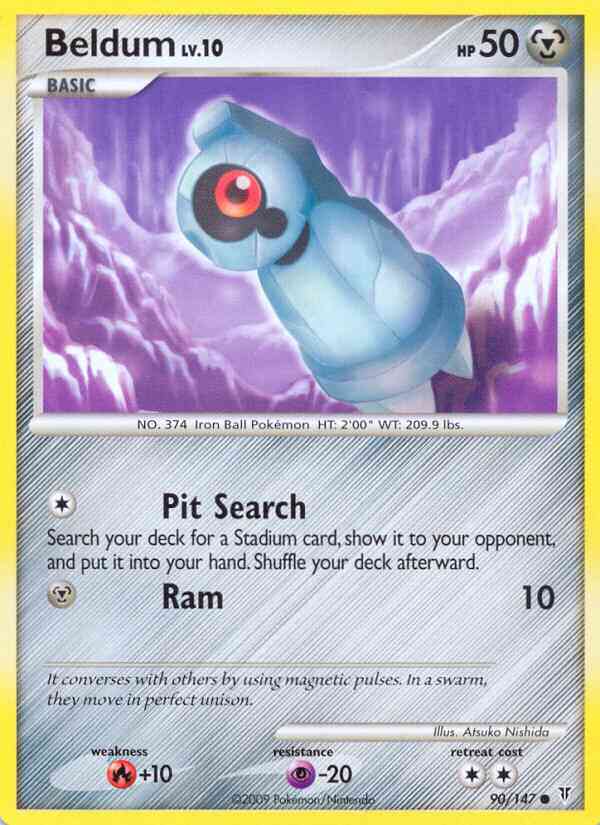Common pl3-90 reverse – Pokémon Beldum - 90/147 - Common [pl3-90] [Reverse Holo]
