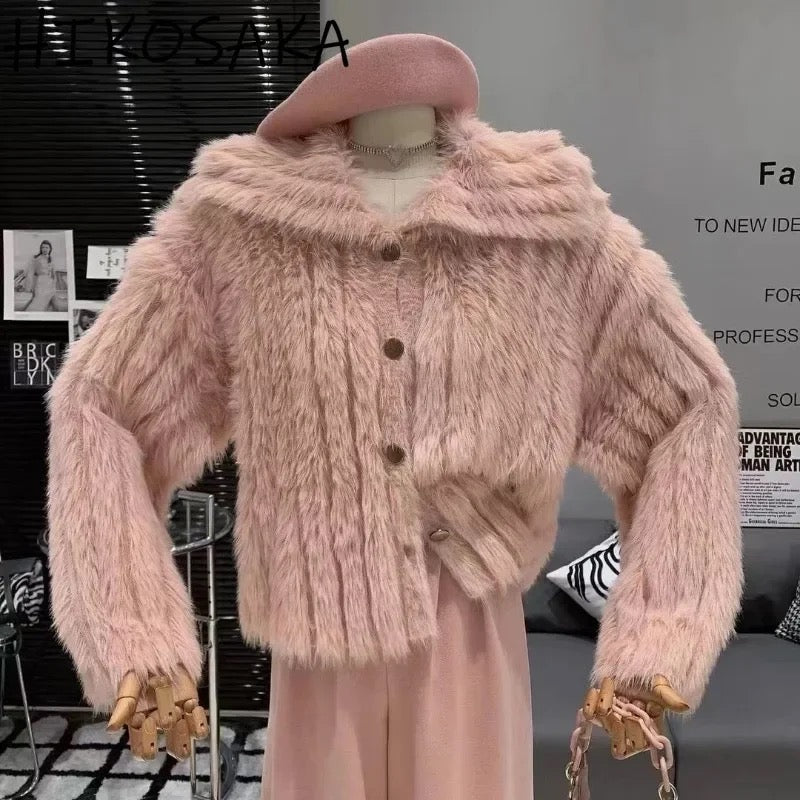 Alamode By Akanksha Kaya Cute Woolen Fur Sweater with Buttons