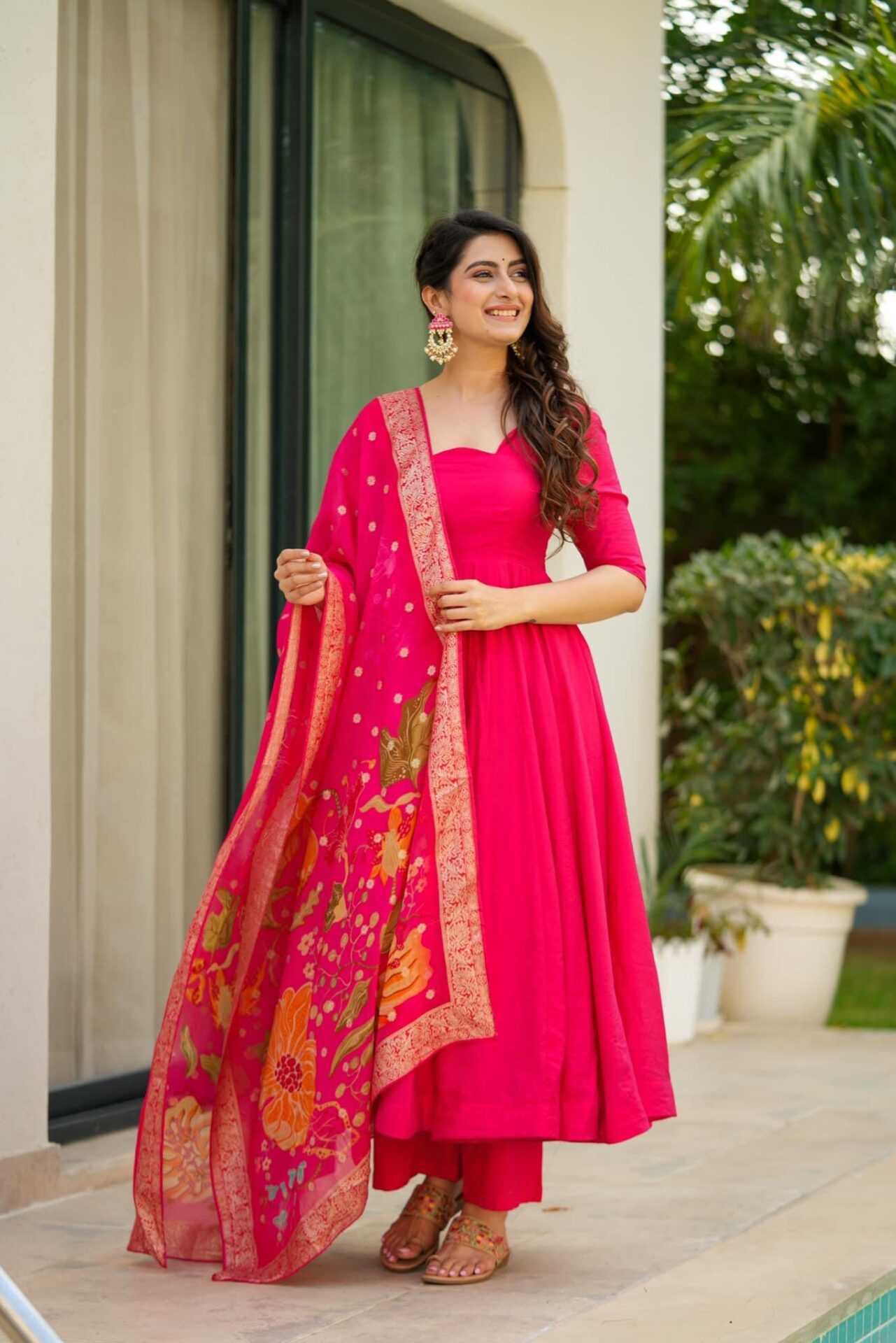 Idaho-o Ekantha pink silk suit set