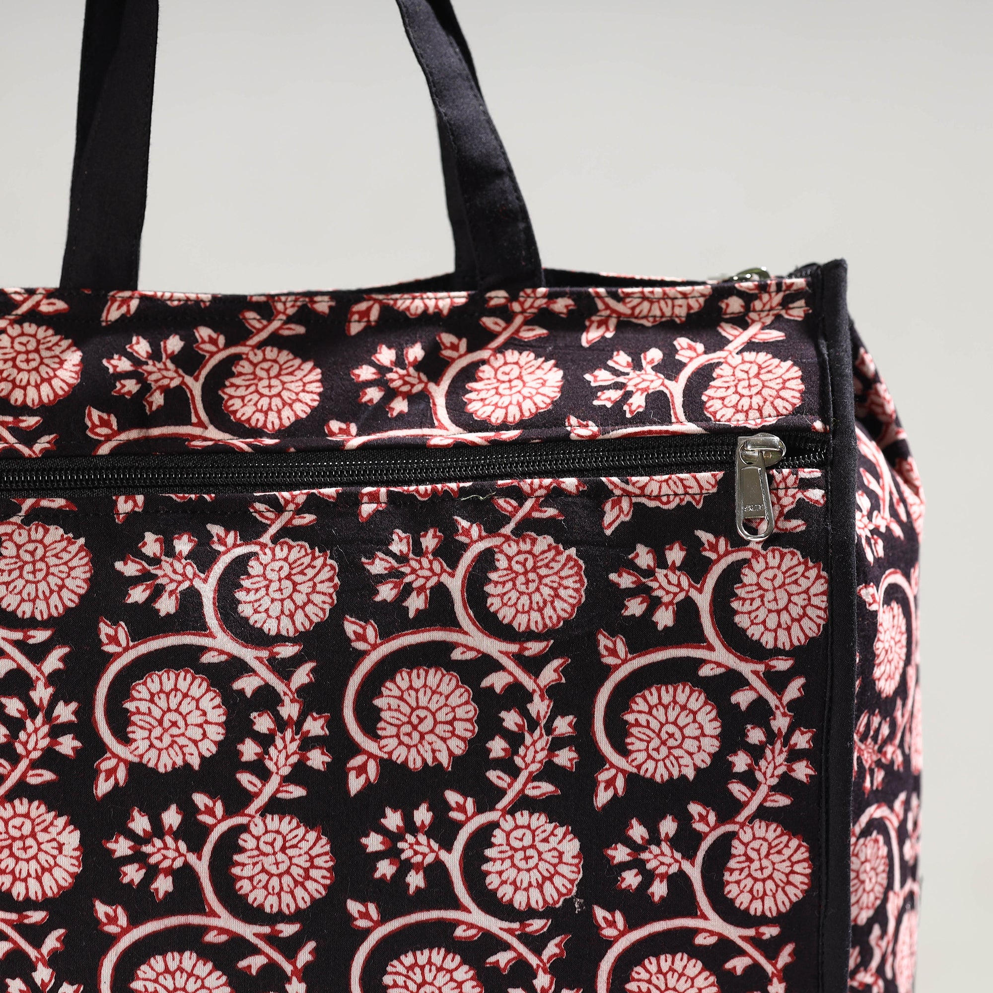 NOORI BAZAR Black - Handmade Bagh Block Printed Cotton Shopping Bag - view 2