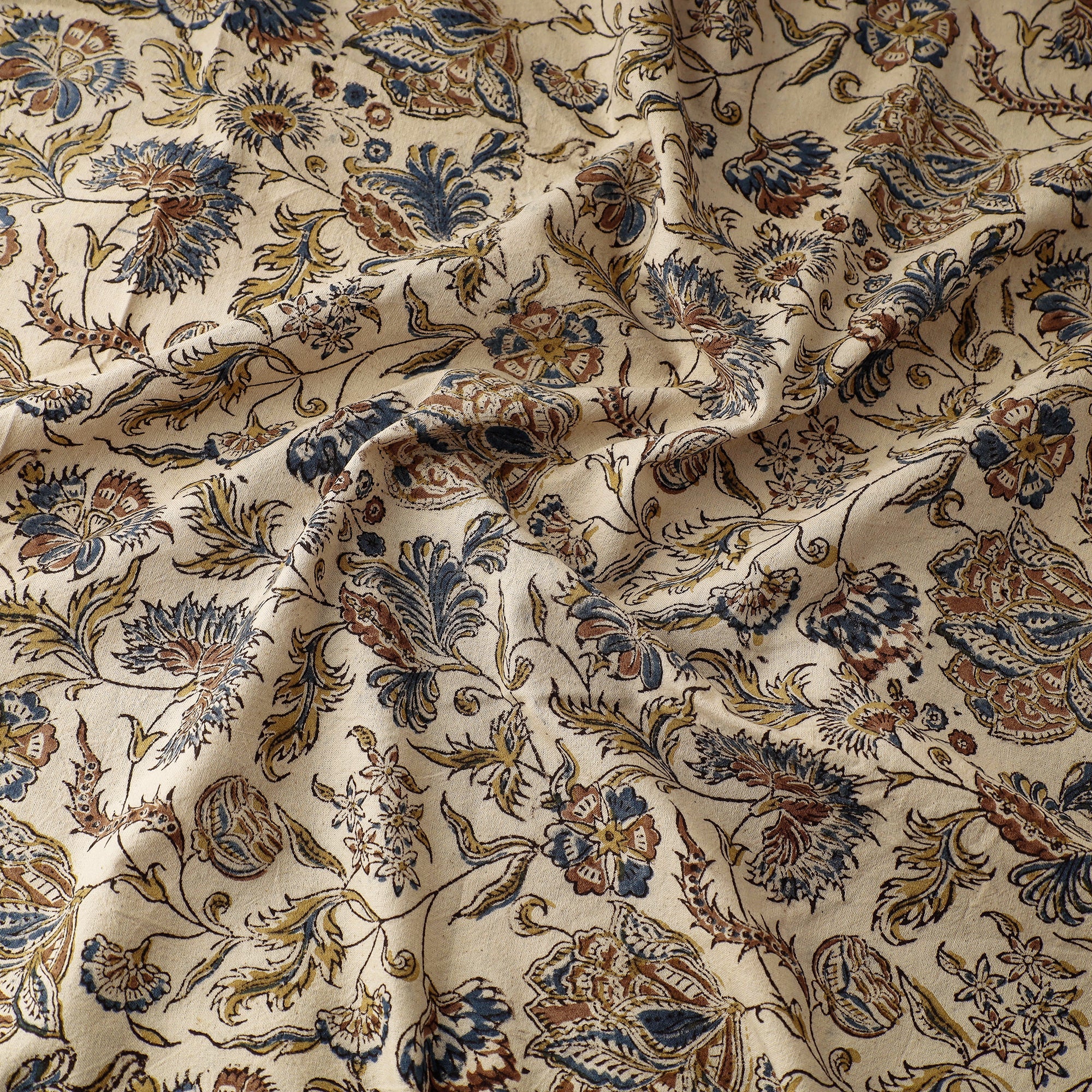 PITCHUKA SRINIVAS KALAMKARI PEDANA Beige - Pedana Kalamkari Block Printed Cotton Fabric 15 - view 2