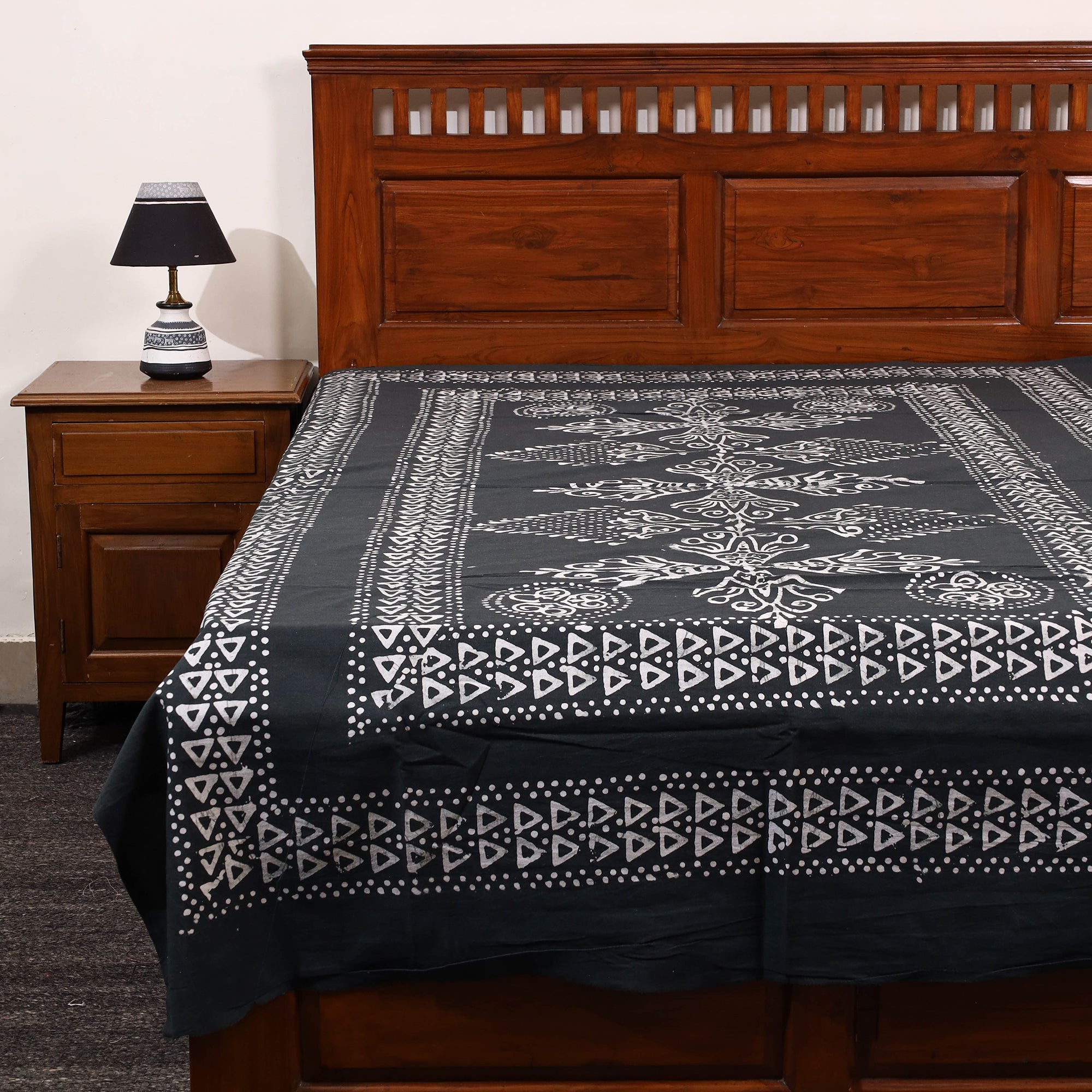 BATIK BY MD. SHARIFF Black - Cotton Hand Batik Print Single Bedsheet (91 x 57 ) 34