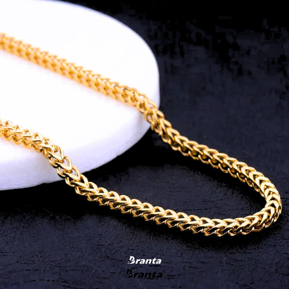 Branta Gold Wheat Link Chain Necklace For Men (21 Inch)