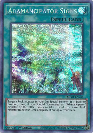 Yu-Gi-Oh! Adamancipator Signs - MP21-EN234 - Prismatic Secret Rare - 1st Edition