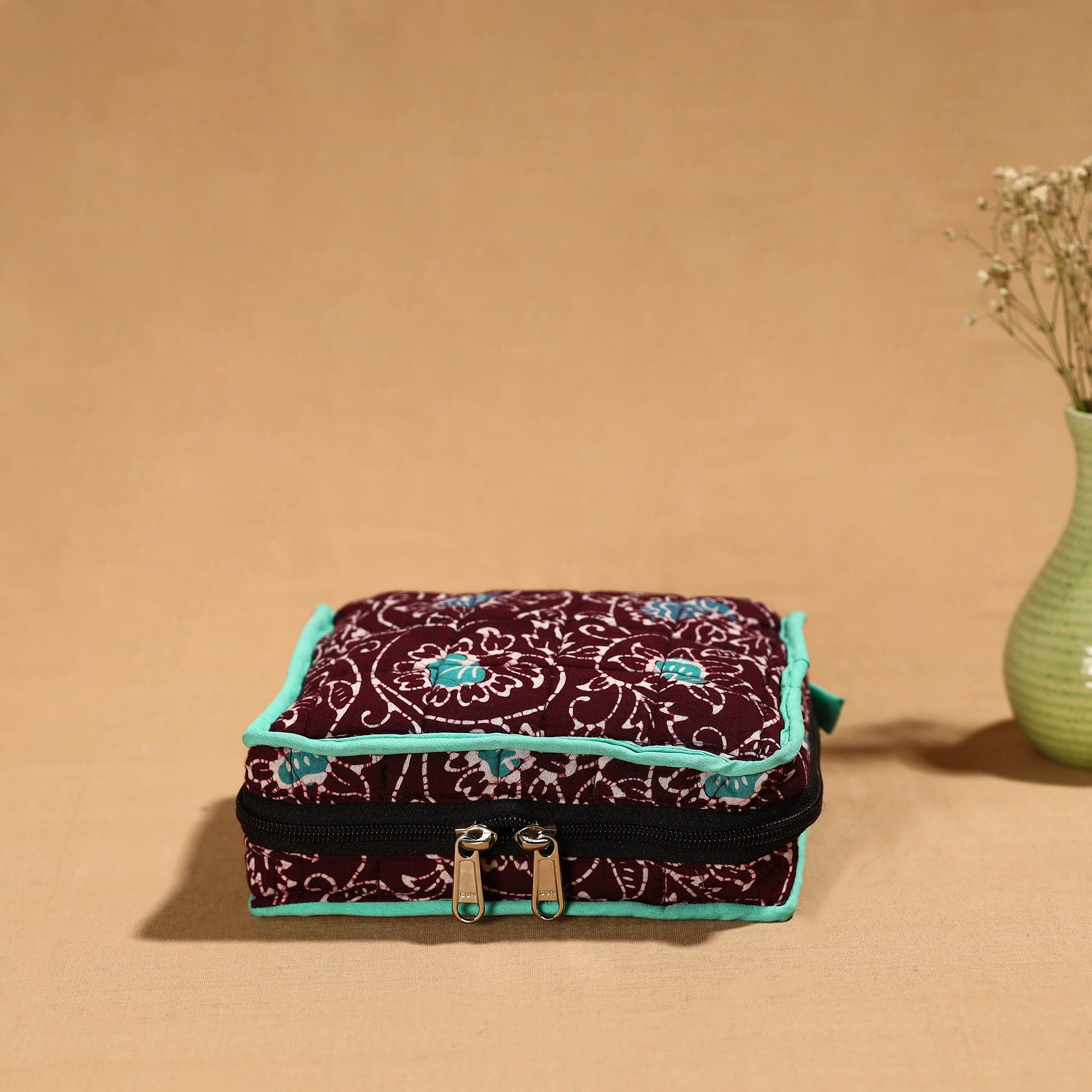 NOORI BAZAR Brown - Handmade 4 Pockets Cotton Jewelry Bag 43
