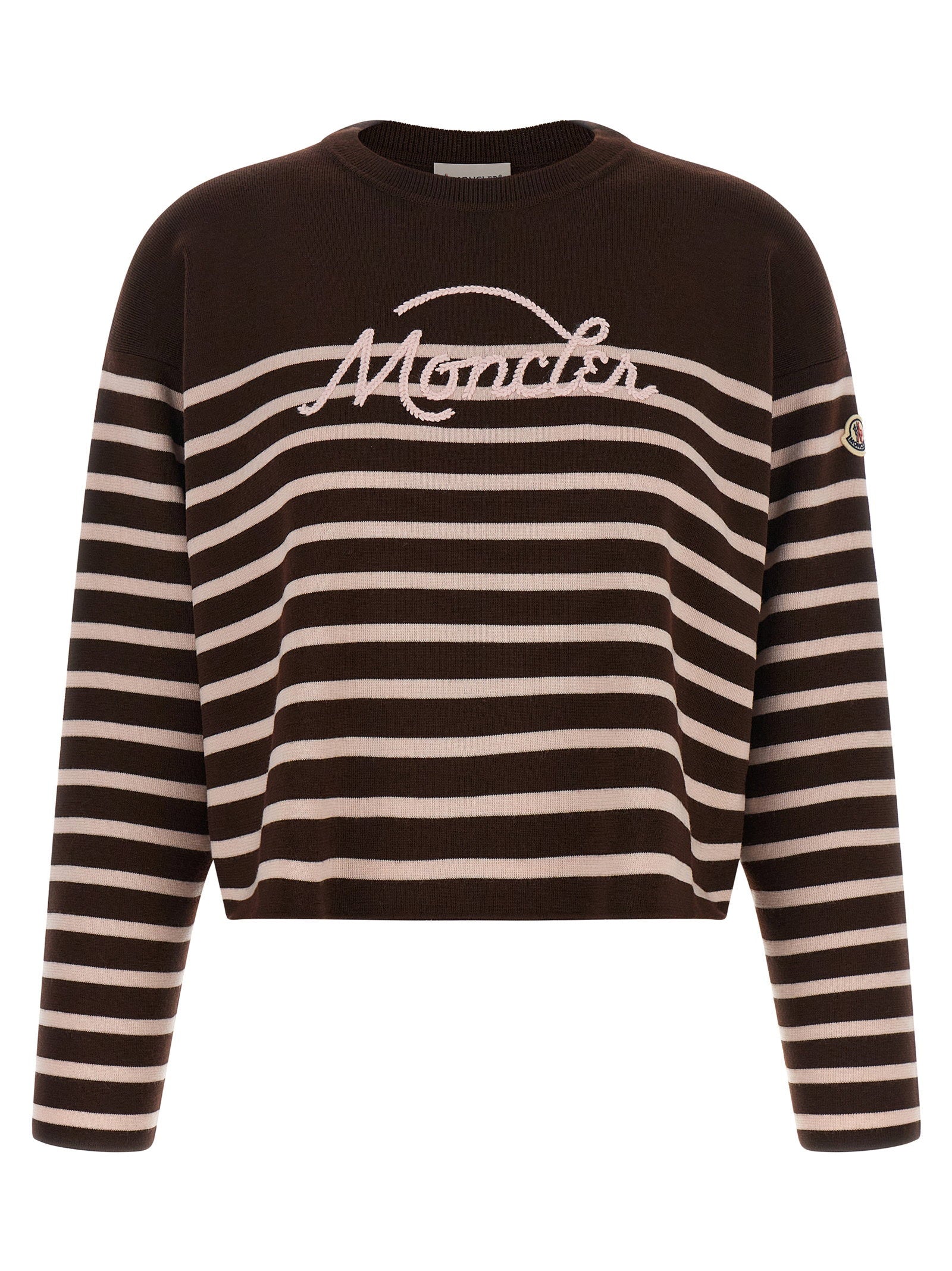 Moncler Striped Sweater With Embroidery – 100% virgin wool