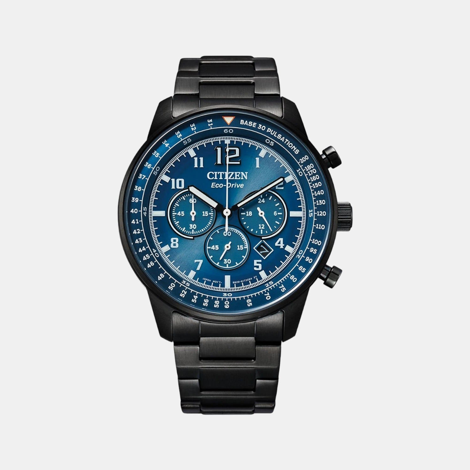 Citizen Eco-Drive Men Quartz Blue Dial Chronograph Stainless Steel Watch CA4505-80L