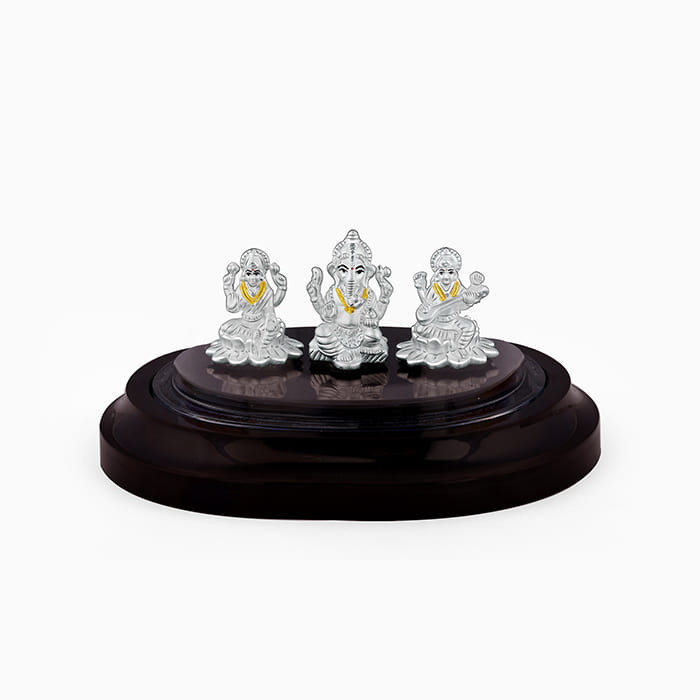 GIVA Jewellery Silver Lakshmi Ganesh Saraswati Prosperity Idol - view 3