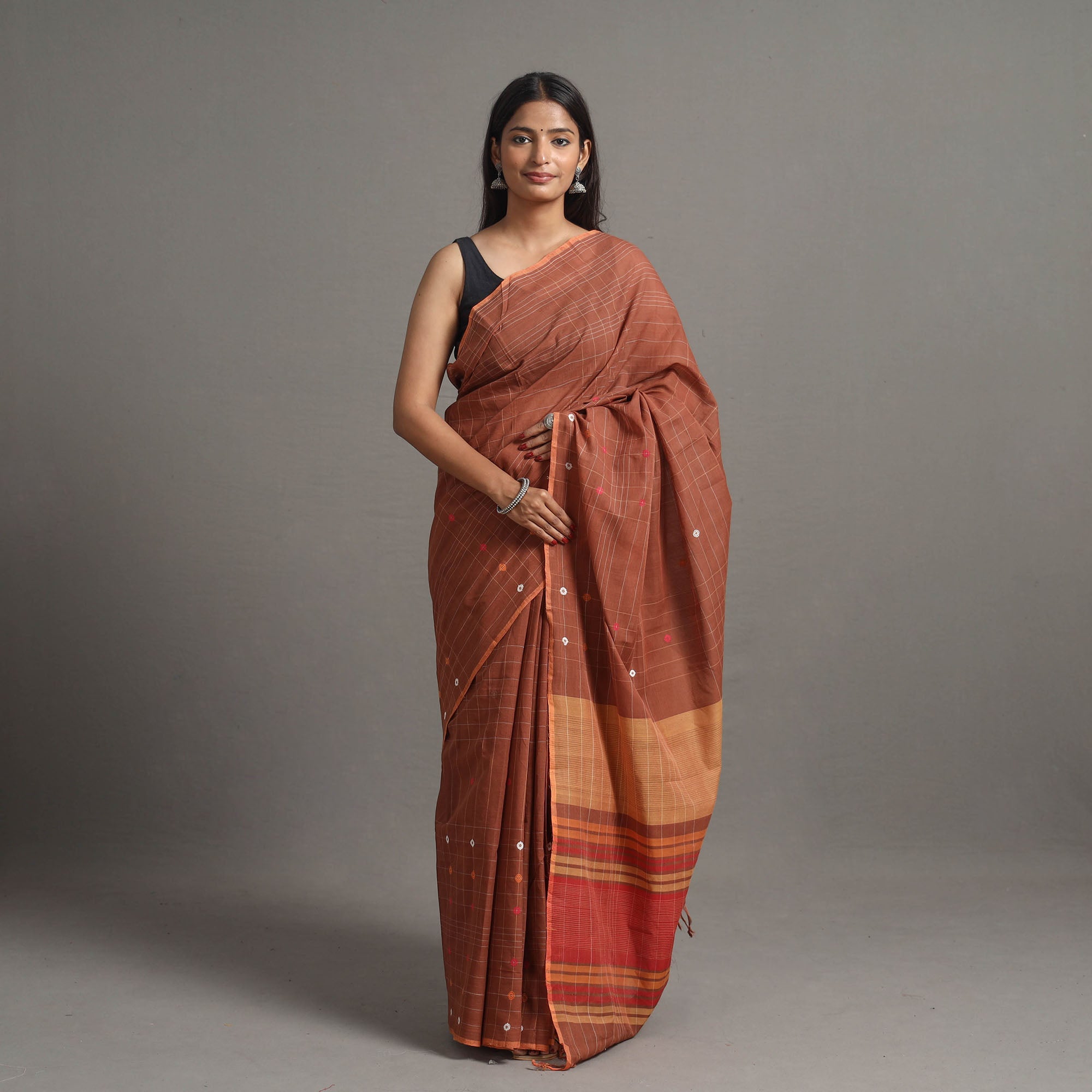 CHITRIKA Brown - Kuppadam Turned Weft Cotton Handloom Saree 124