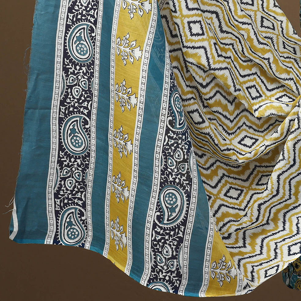 ARTISAN HAND BLOCK PRINTS Blue - 3pc Sanganeri Block Print Cotton Dress Material 21 - view 4
