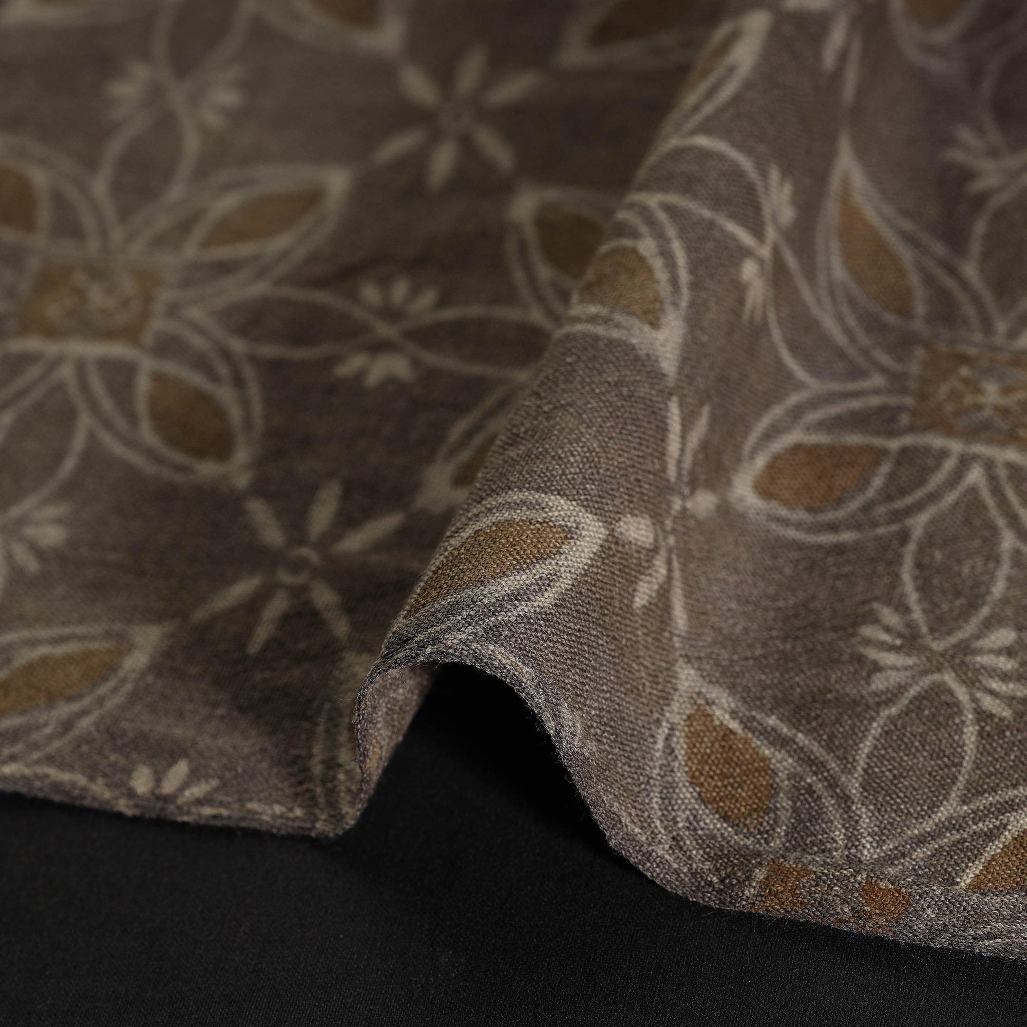 HAVELI CHRONICLES Brown - Pure Wool Handloom Akola Print Fabric 15 - view 3
