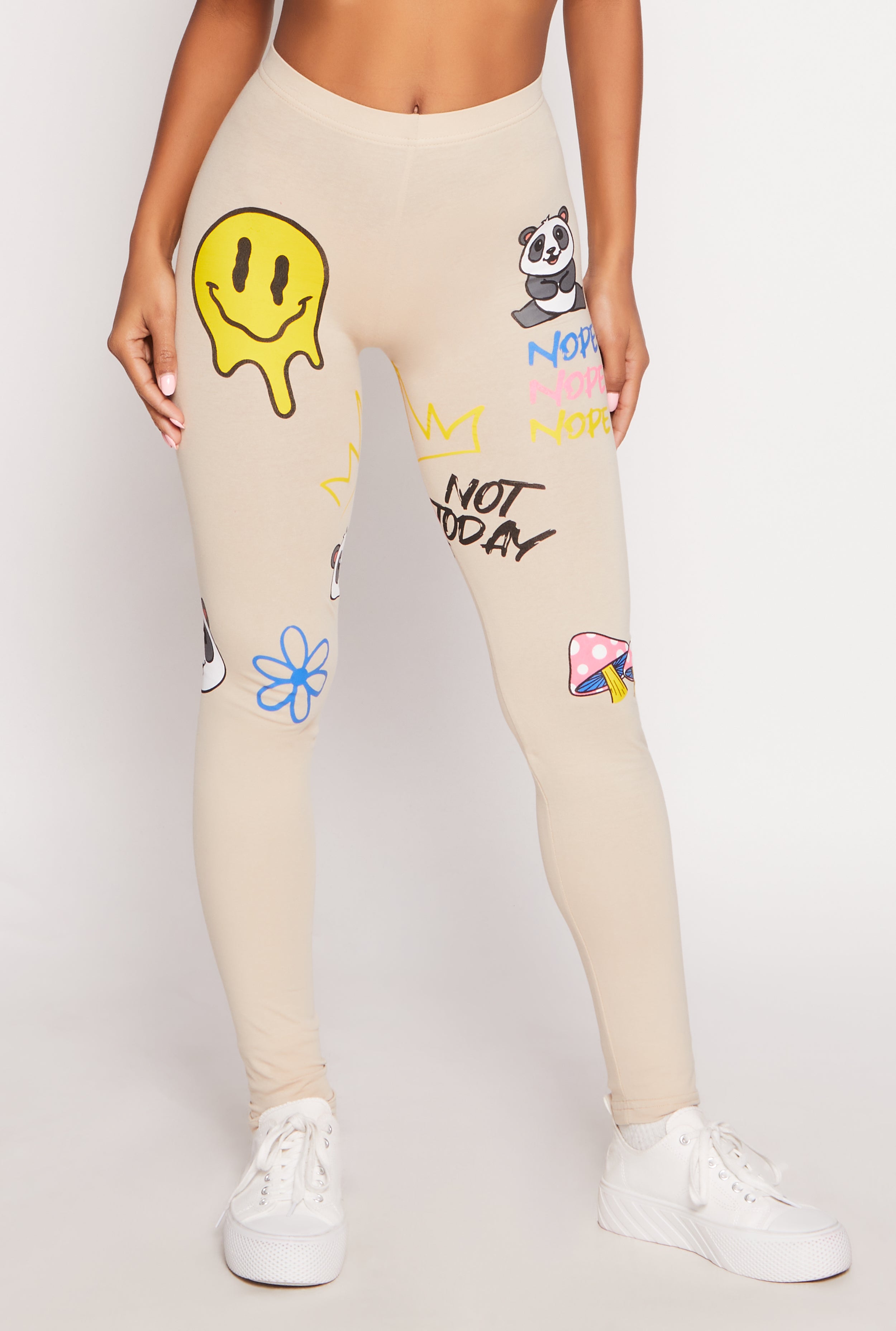 Rainbow Shops Graphic Print High Waisted Leggings - view 2