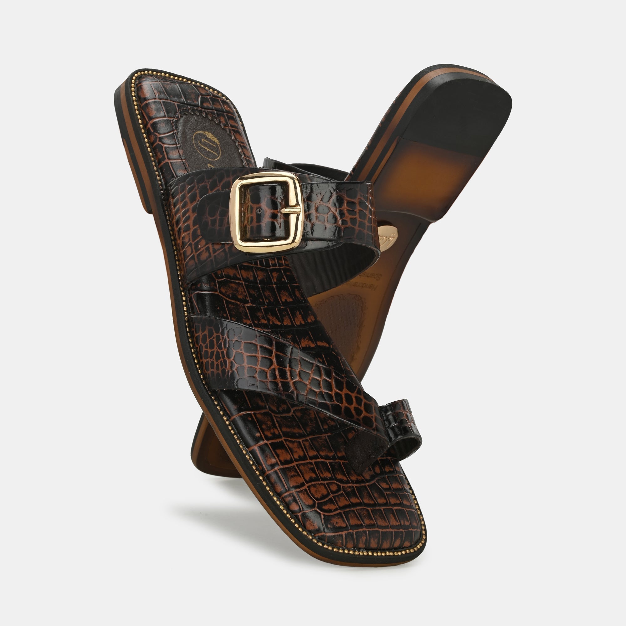 Colour Blocked Buckled Slippers By Lafattio - view 7
