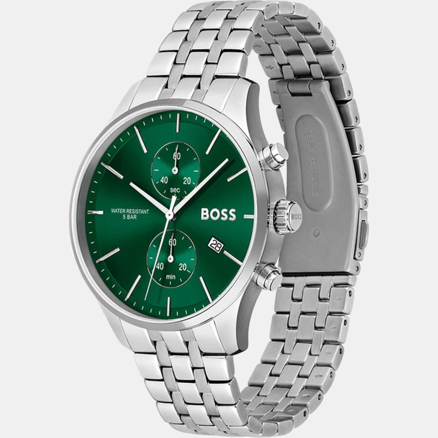 Boss Associate Men Quartz Green Dial Chronograph Stainless Steel Watch 1513975 - view 2