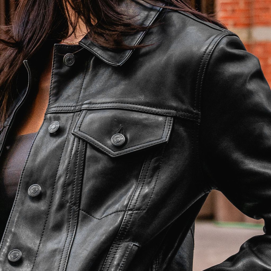 Thursday - Women's Jackets Leather Trucker Jacket | Black - view 2