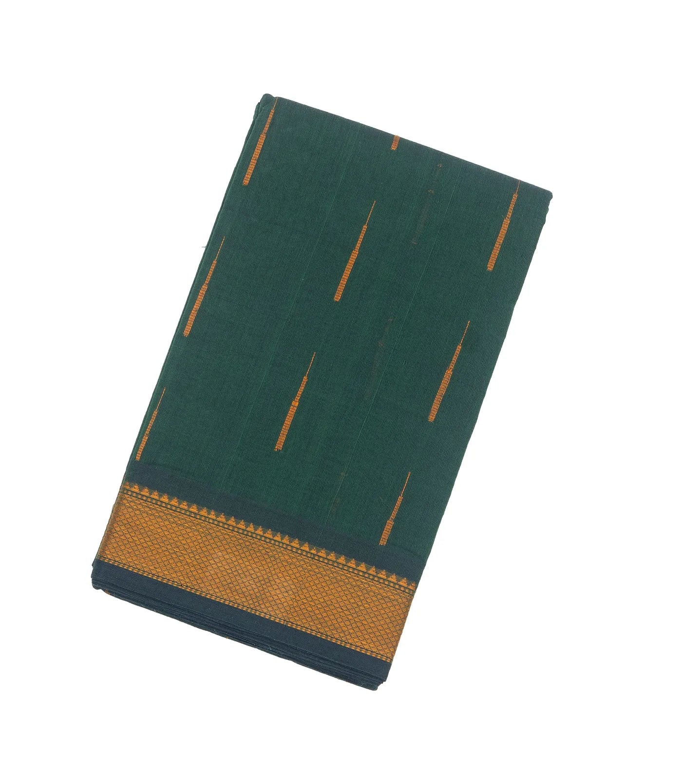 RmKV Sea Green Handloom Kanchi Cotton Saree With Raindrop Buttas
