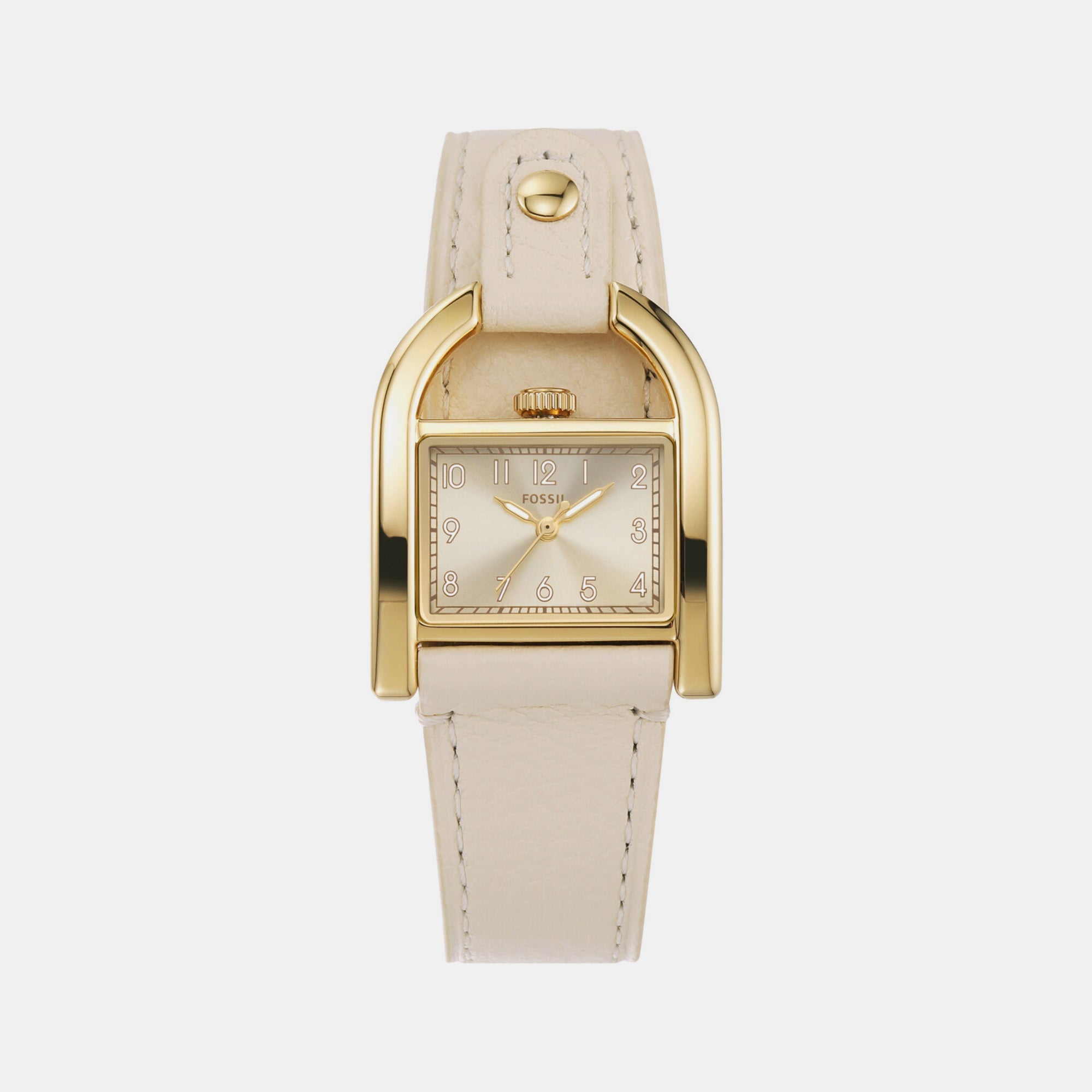 Fossil Harwell Women Quartz Gold Dial Analog Leather Watch ES5280
