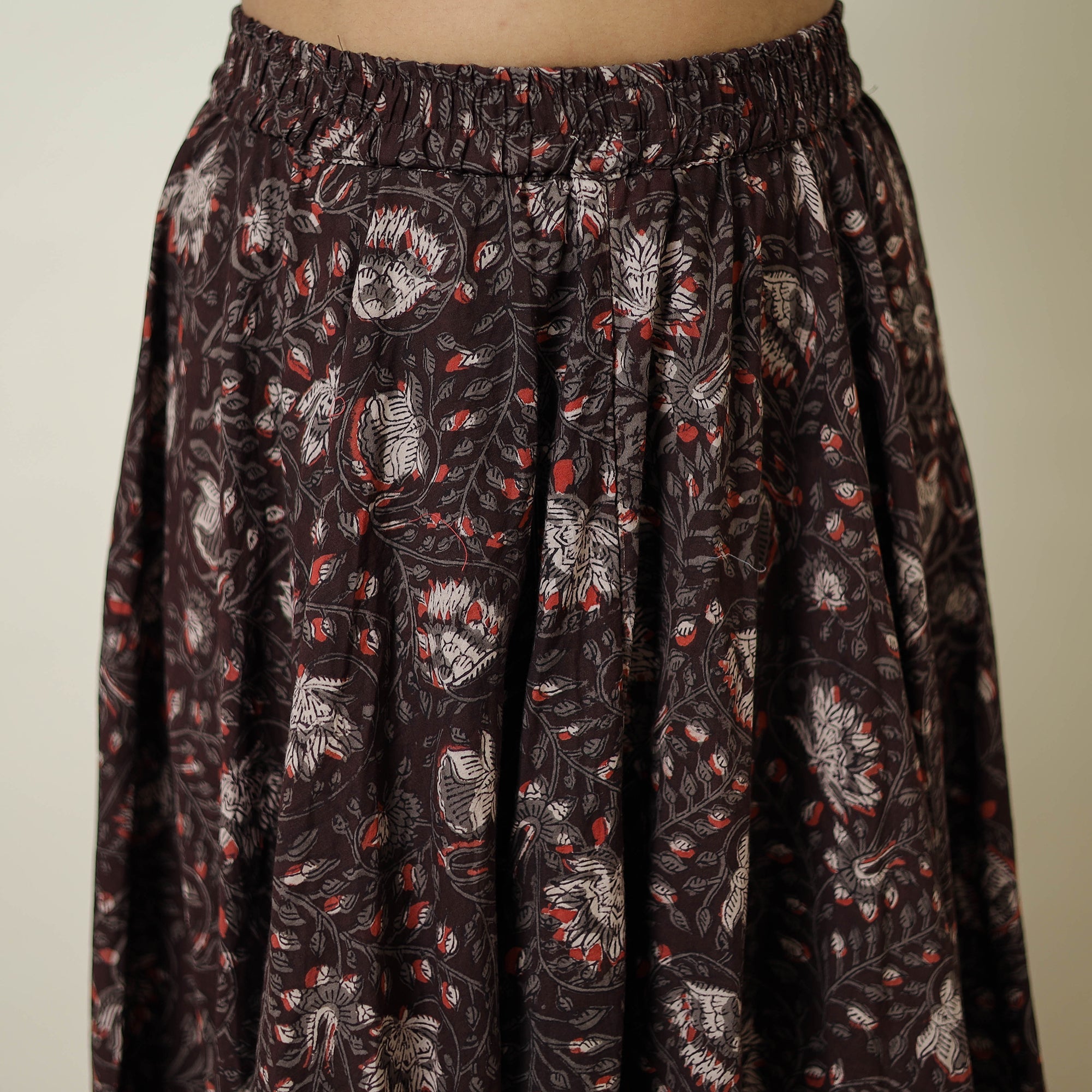 NOORI BAZAR Brown - Hand Block Printed Cotton Long Bagru Skirt 07 - view 5