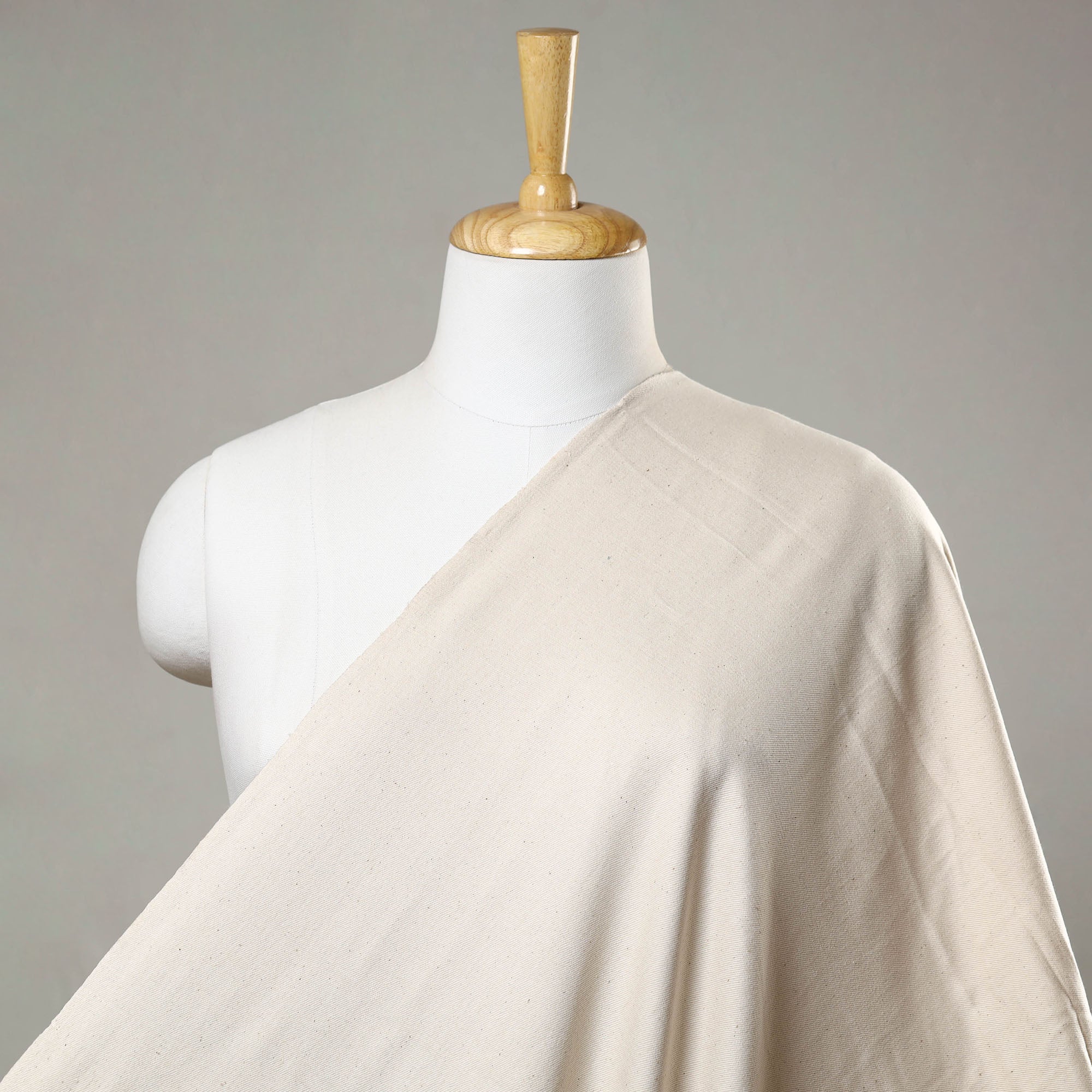 SOUTH KARGHA Beige - 2/40 Twill Cotton Handspun Handloom Natural Dyed Plain Fabric 16