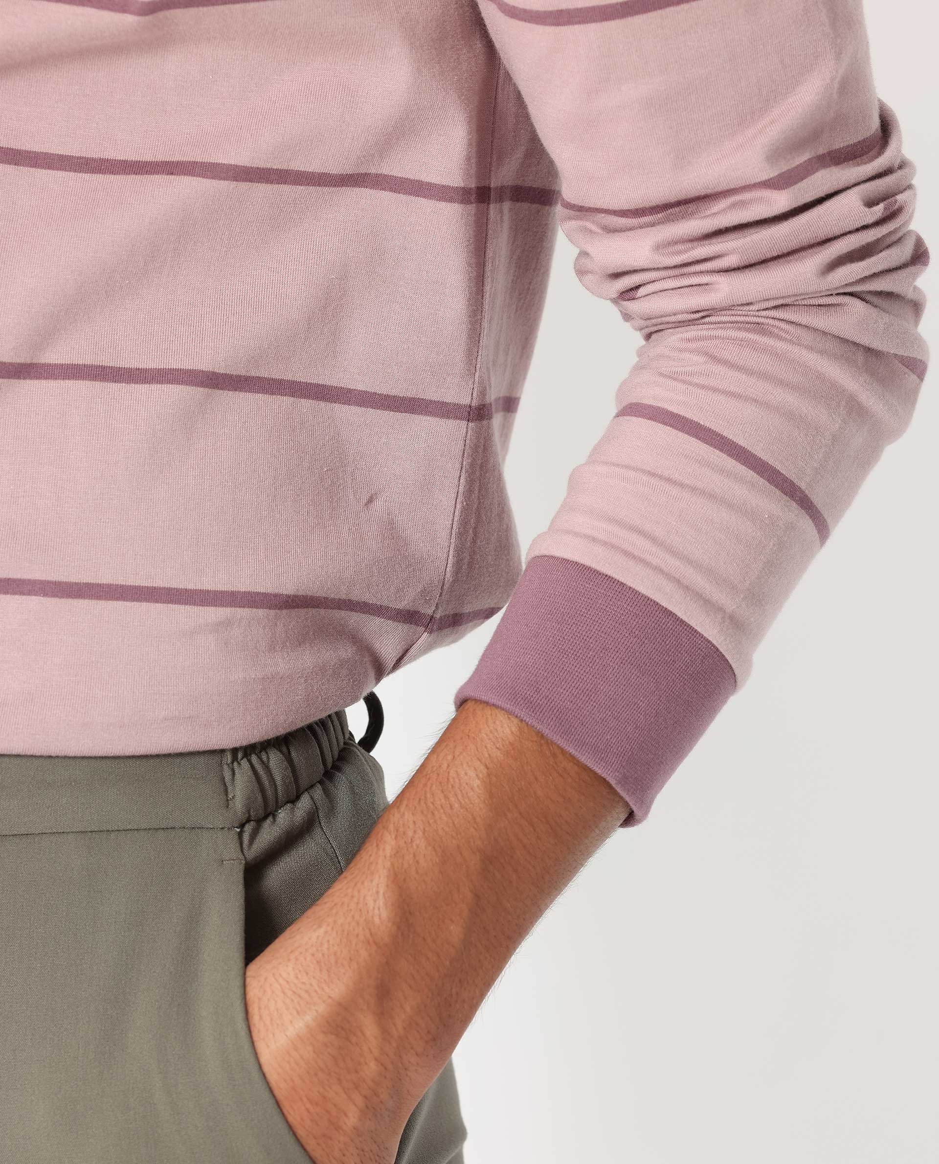 Rare Rabbit Men's Clove Dusky Pink Cotton Fabric Collared Neck Full Sleeves Striped Polo T-Shirt - view 5