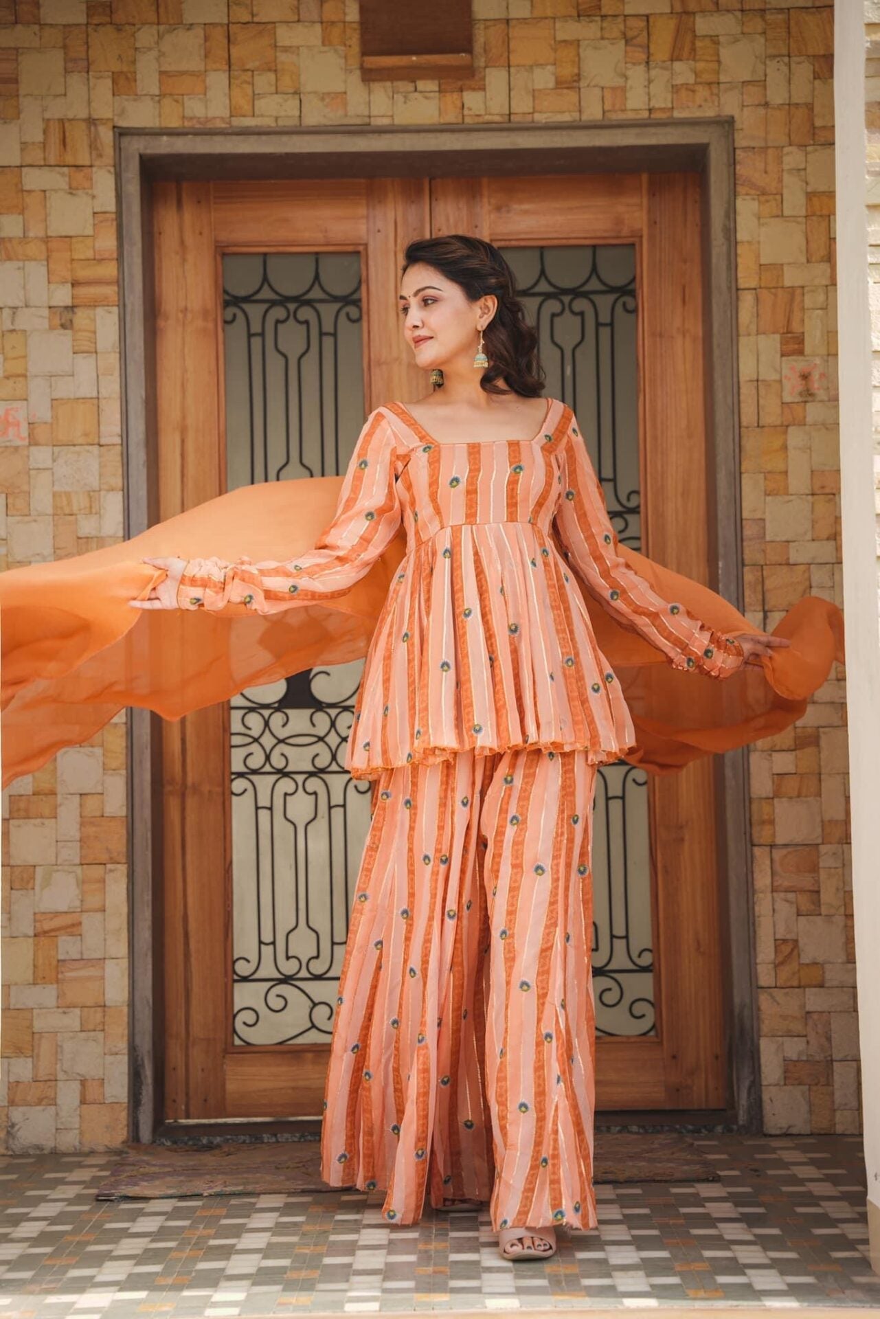 Idaho-o Darshi Georgette Kurta-palazzo Set - view 3