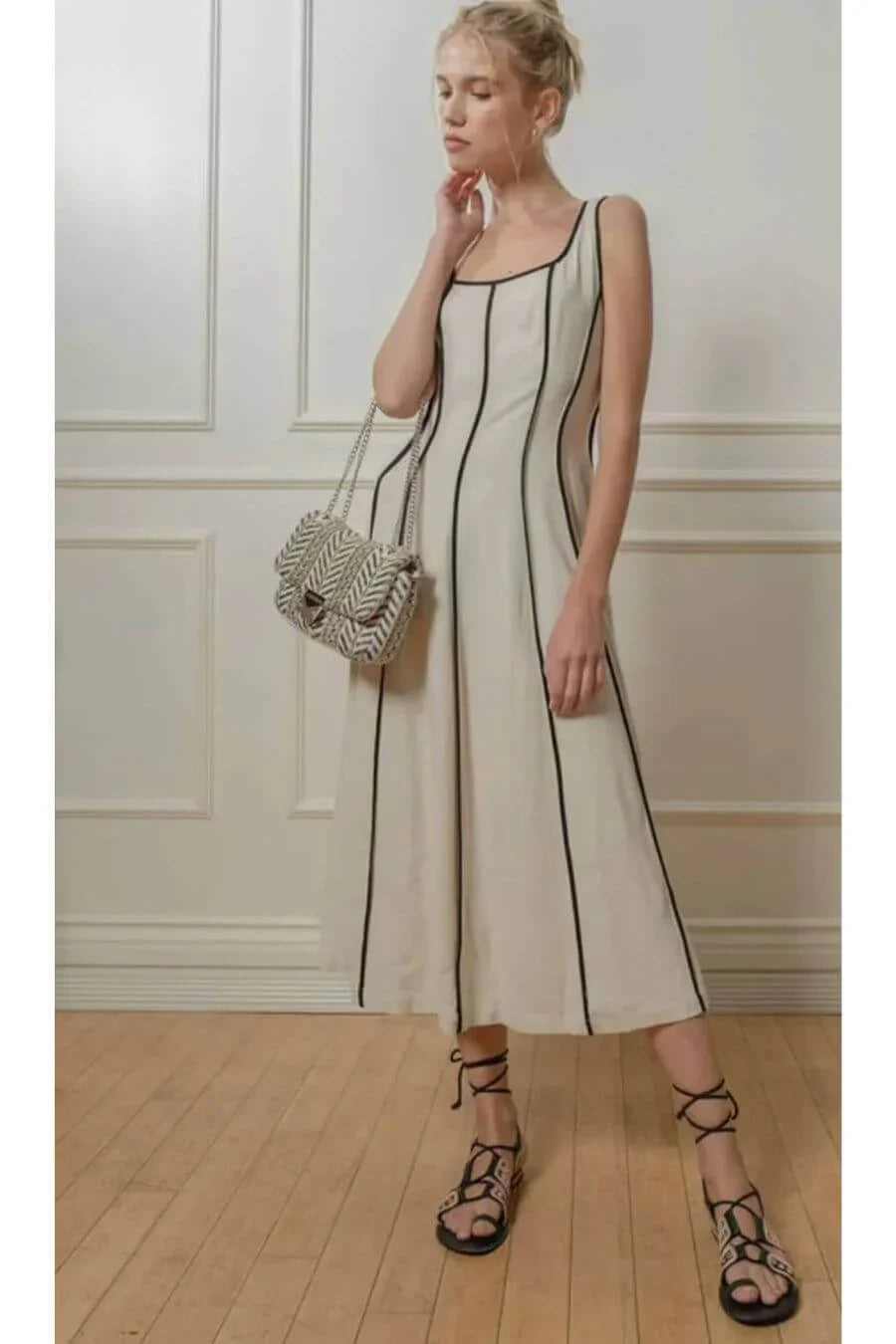 Alamode By Akanksha Harret Breezy Summer Dress in Beige