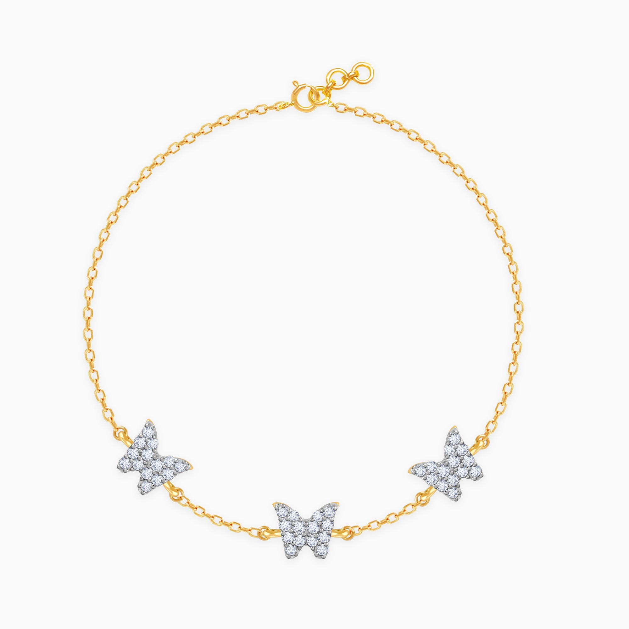 GIVA Jewellery Gold Butterfly Diamond Bracelet