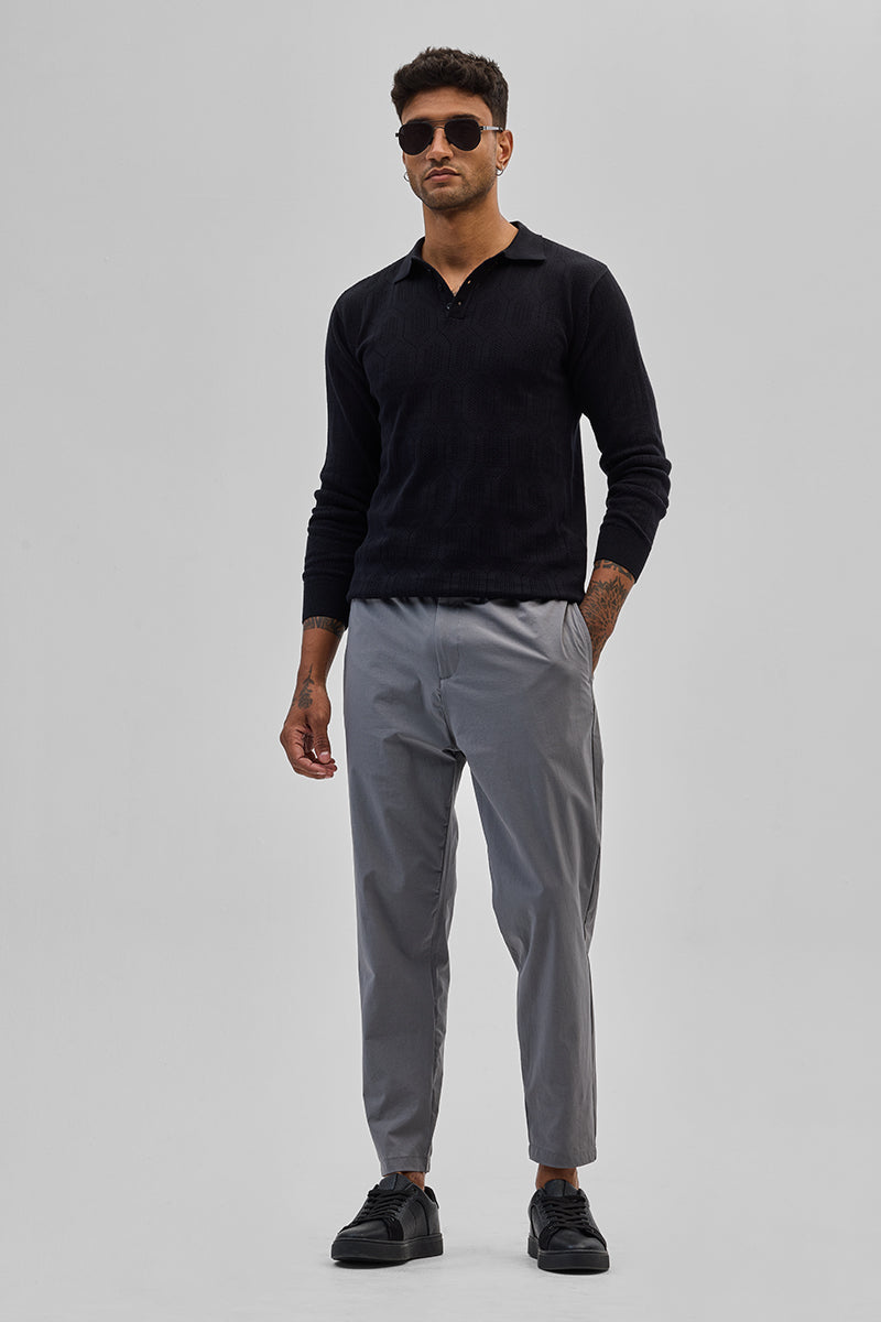 SNITCH Light Grey Regular Fit Stretch Chinos - view 3