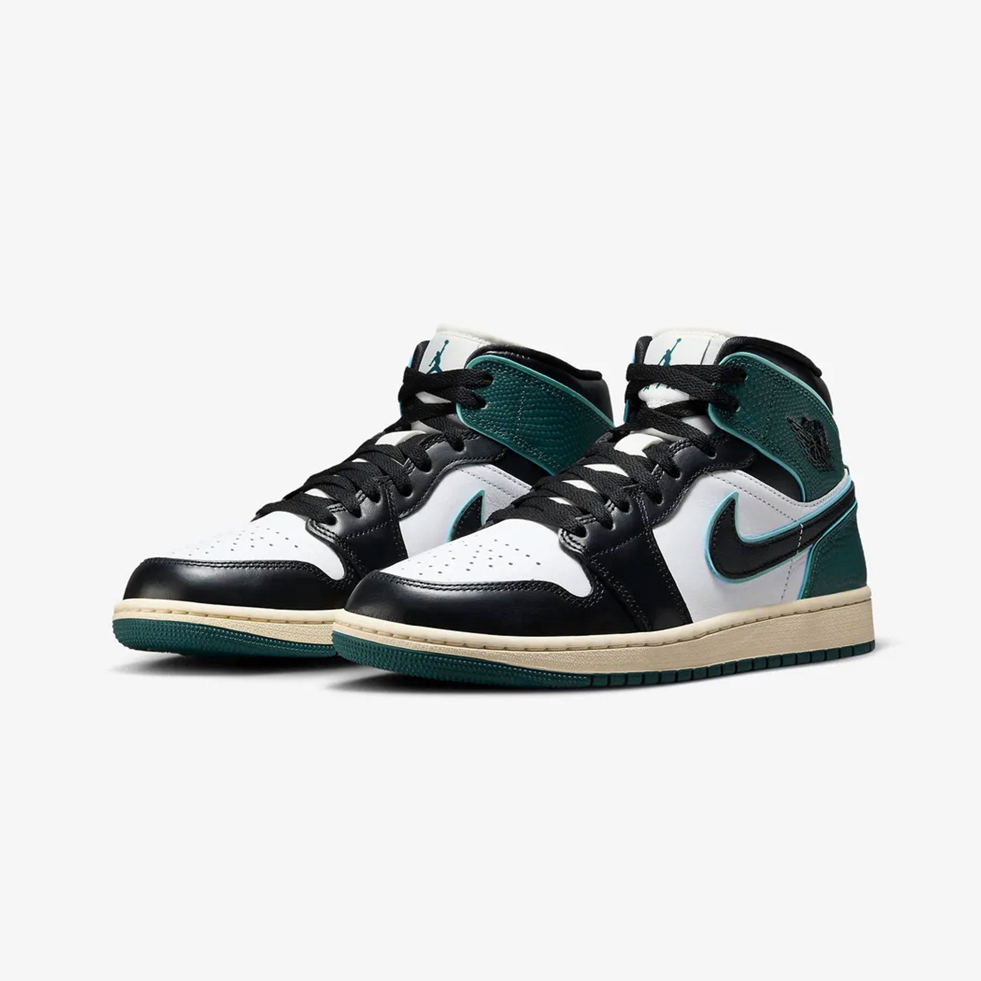 Jordan | Air Jordan 1 Mid Se { White/black-light Dew-oxidized Green - view 2