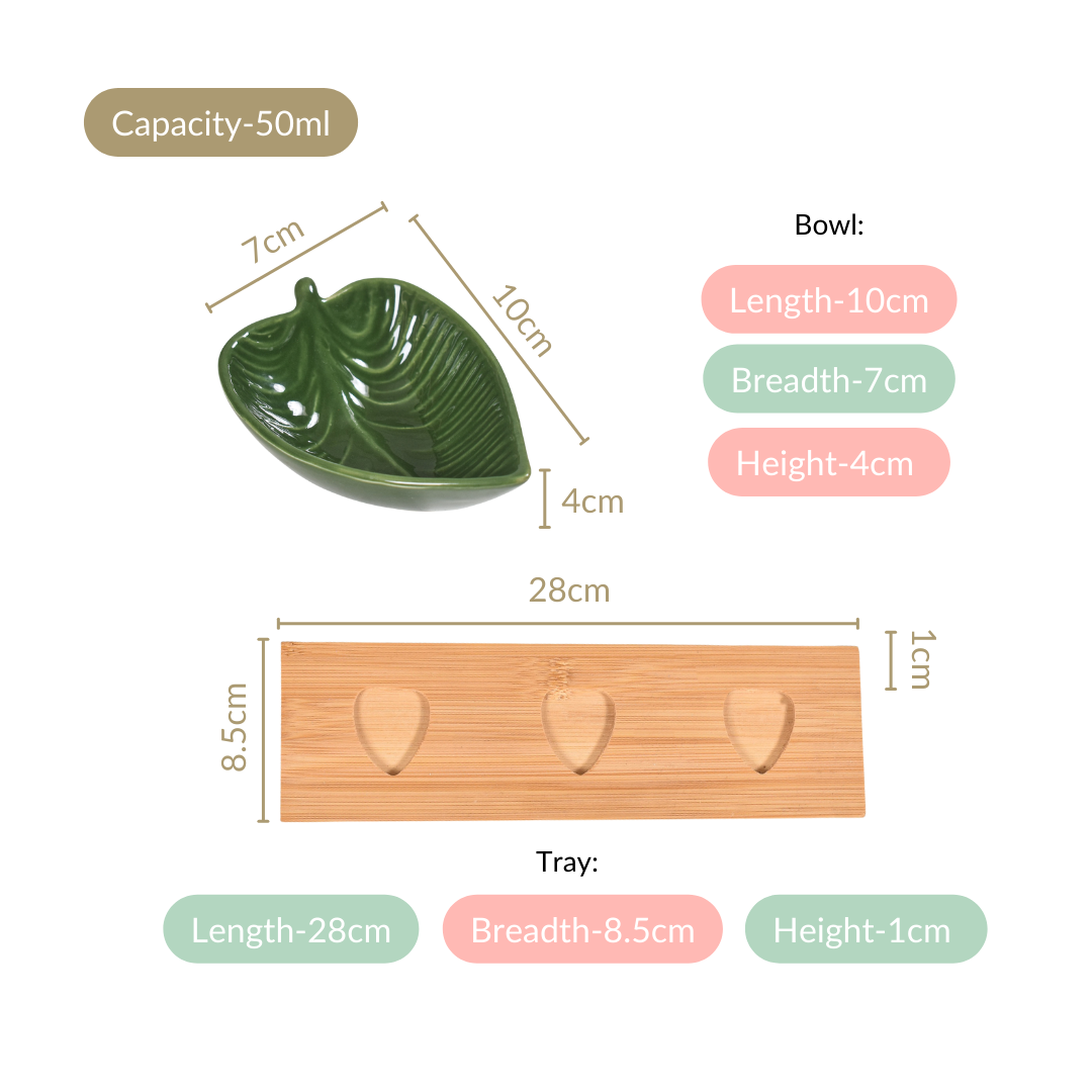 Nestasia Green Leaf Ceramic Platter Set Of 3 50ml - view 4