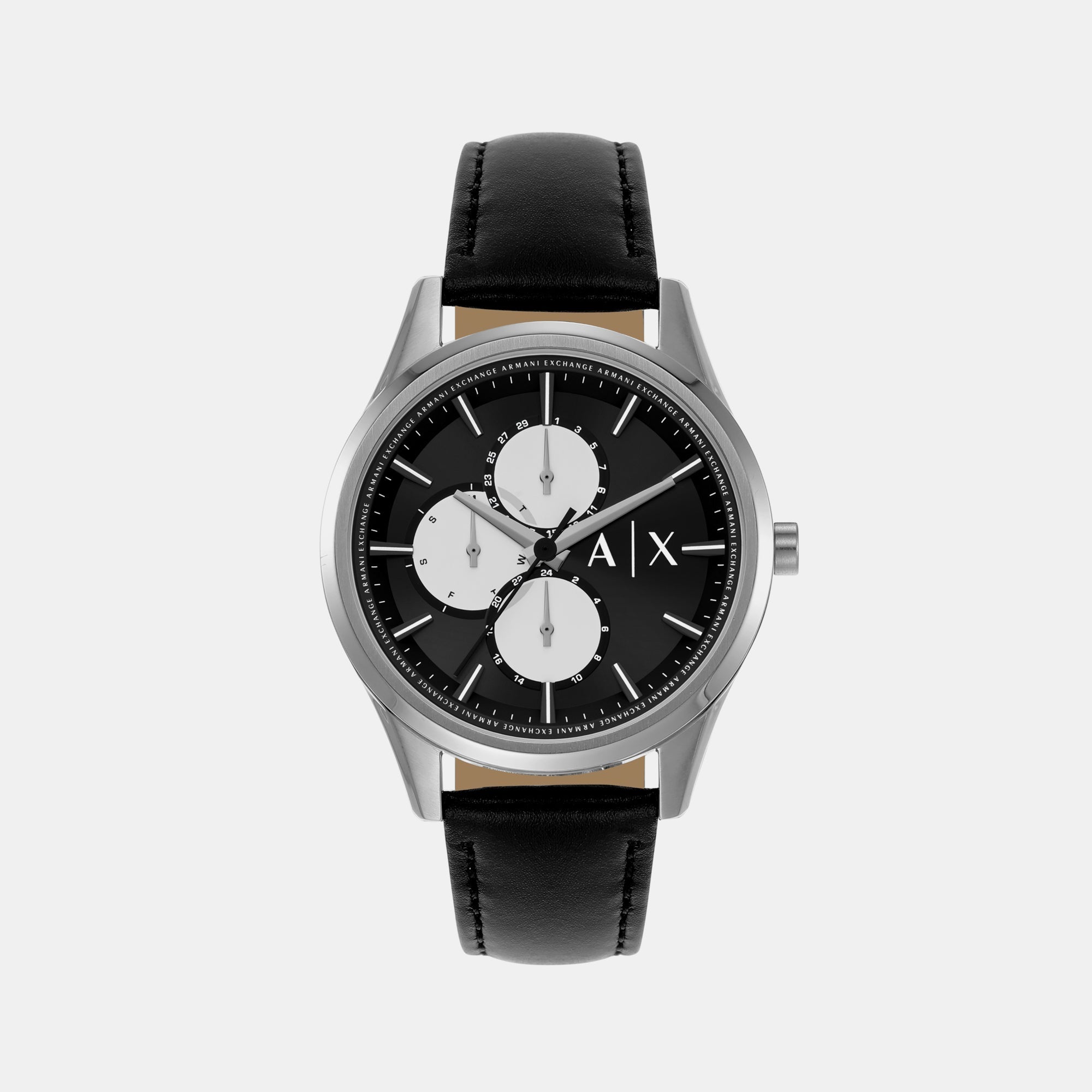 Armani Exchange Dante Men Quartz Black Dial Chronograph Leather Watch AX1872