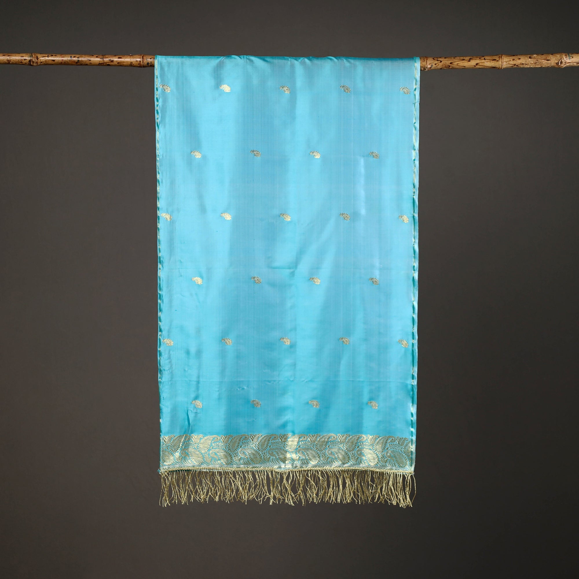 ITOKRI CRAFTS INITIATIVE Blue - Brocade Handloom Pure Silk Banarasi Stole 13 - view 2