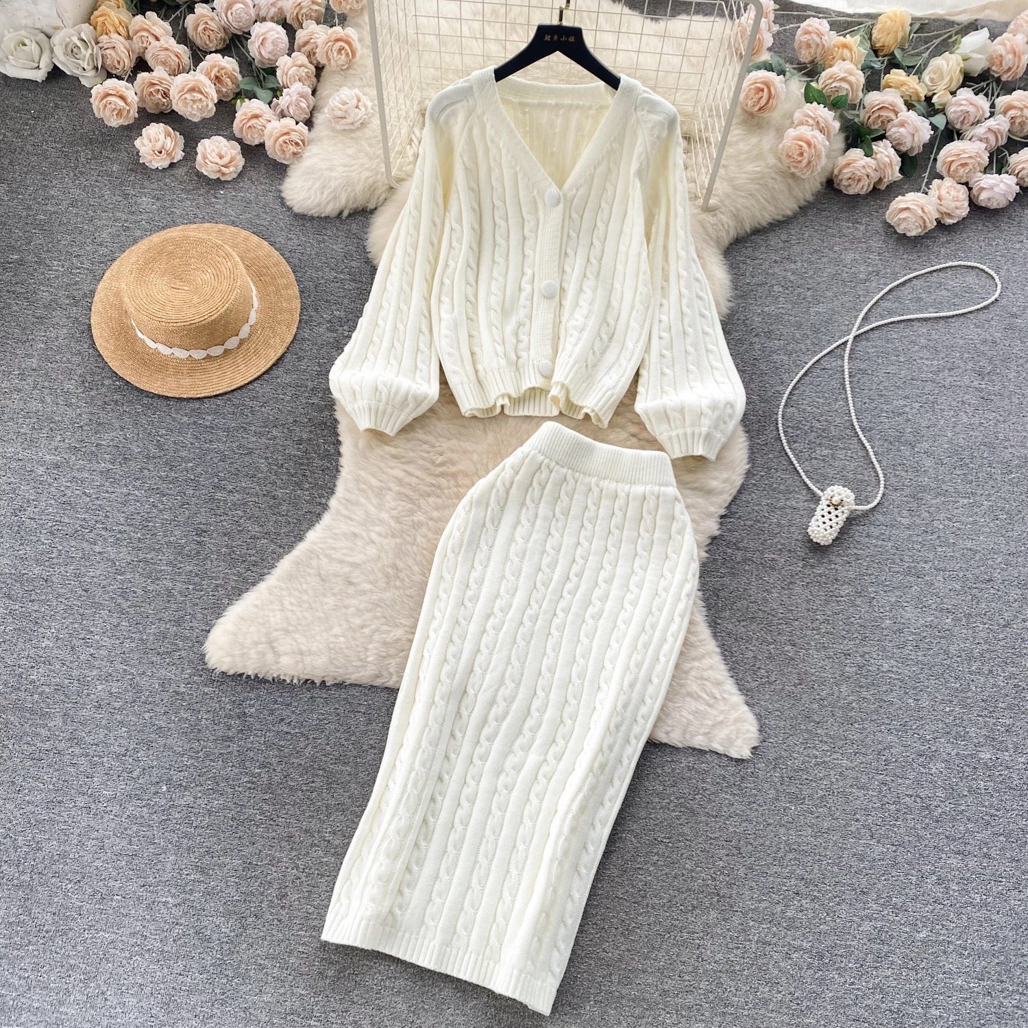 Alamode By Akanksha Crystella Winter Coord Set - Set of Sweater and Skirt