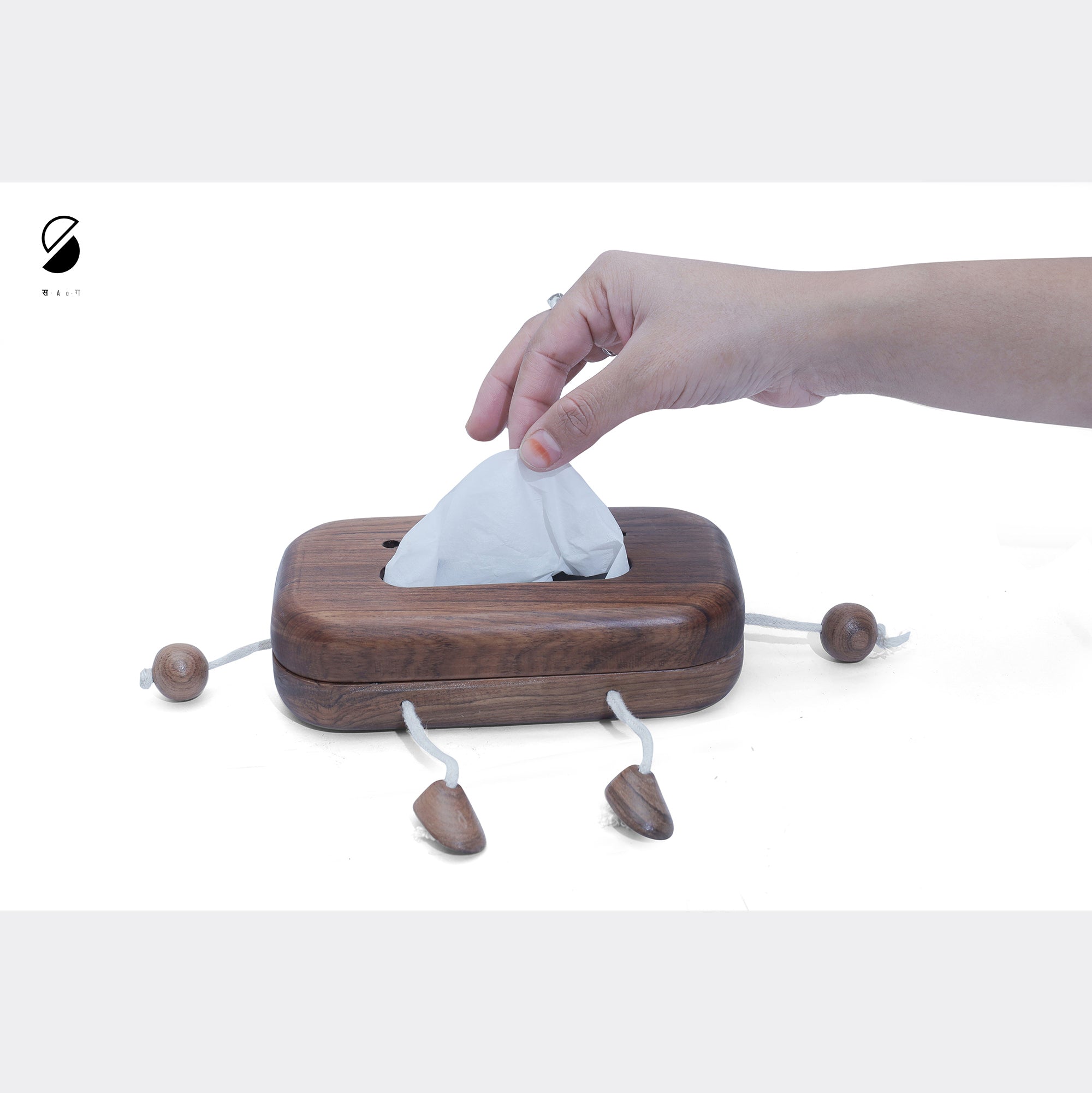 SAAG Brown - Handcrafted Wooden Robot Face Tissue Box - view 2