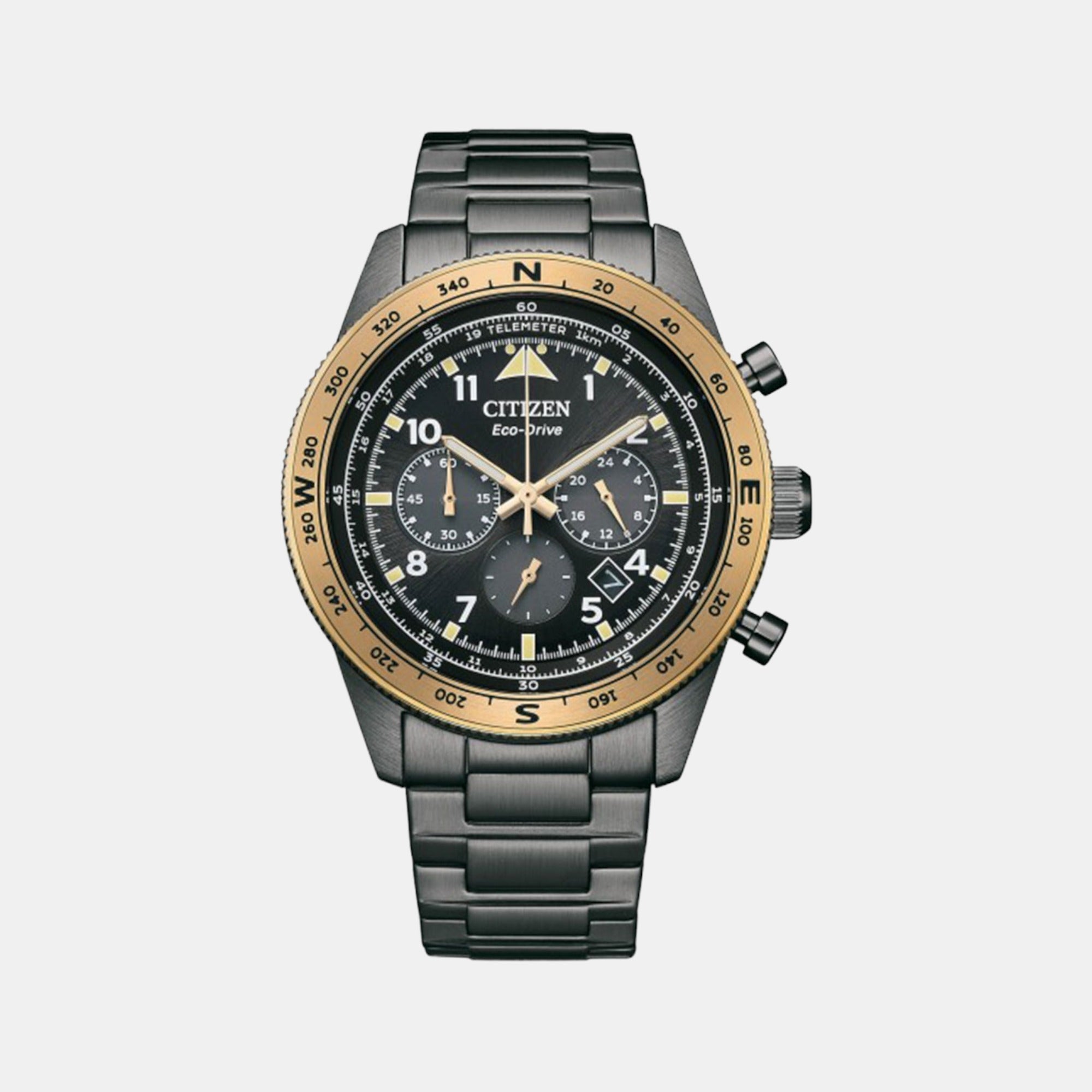 Citizen Eco-Drive Men Eco-Drive Black Dial Chronograph Stainless Steel Watch CA4556-89E