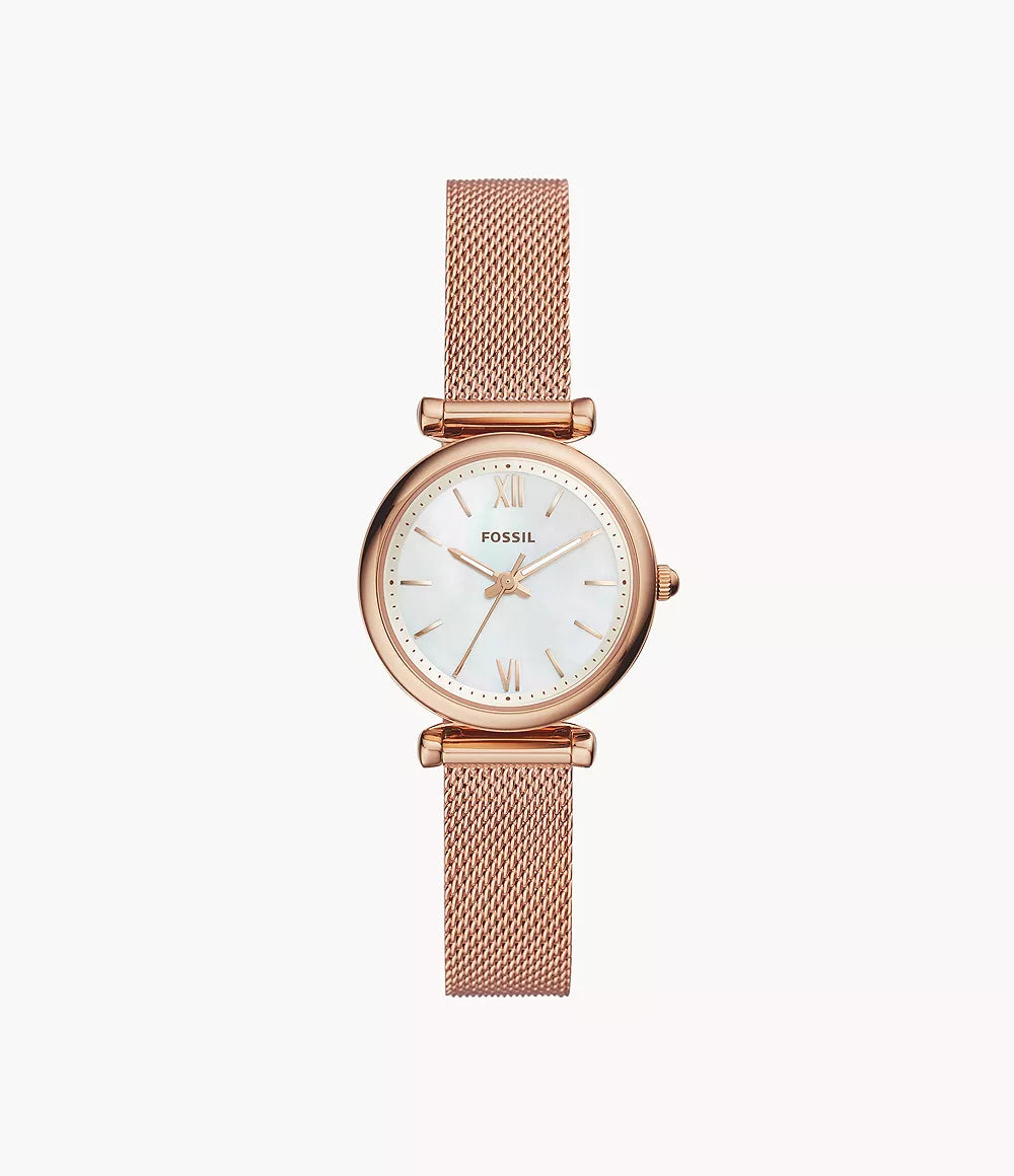 Fossil Carlie Women Quartz Mother Of Pearl Dial Analog Stainless Steel Watch ES4433