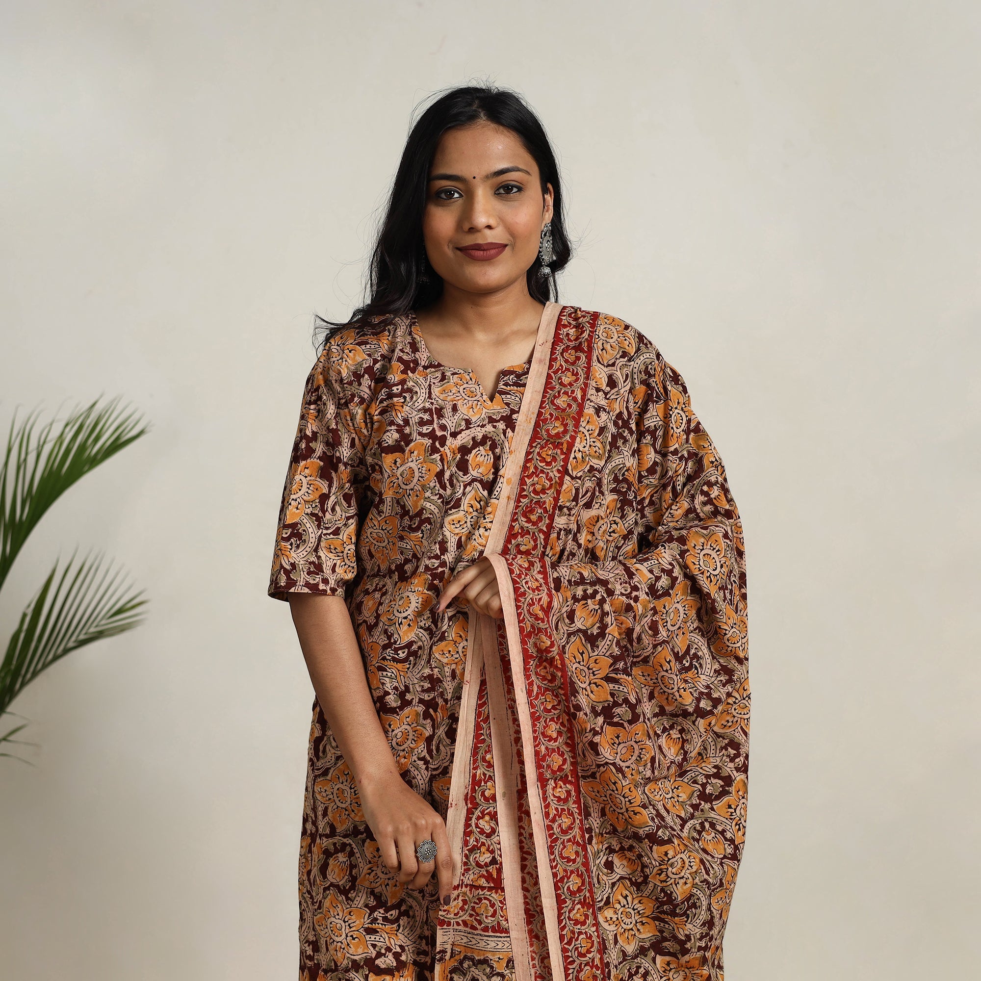 ITOKRI CASUALS Brown - Block Printed Cotton Kalamkari Kurta Set 08