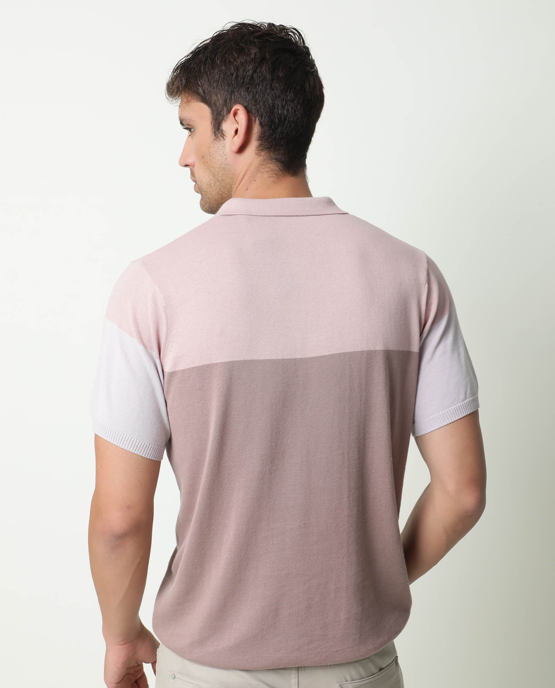 Rare Rabbit Men's Triblo Pink Polo Cotton Fabric Collared Neck Half Sleeves Button Closure Slim Fit - view 6