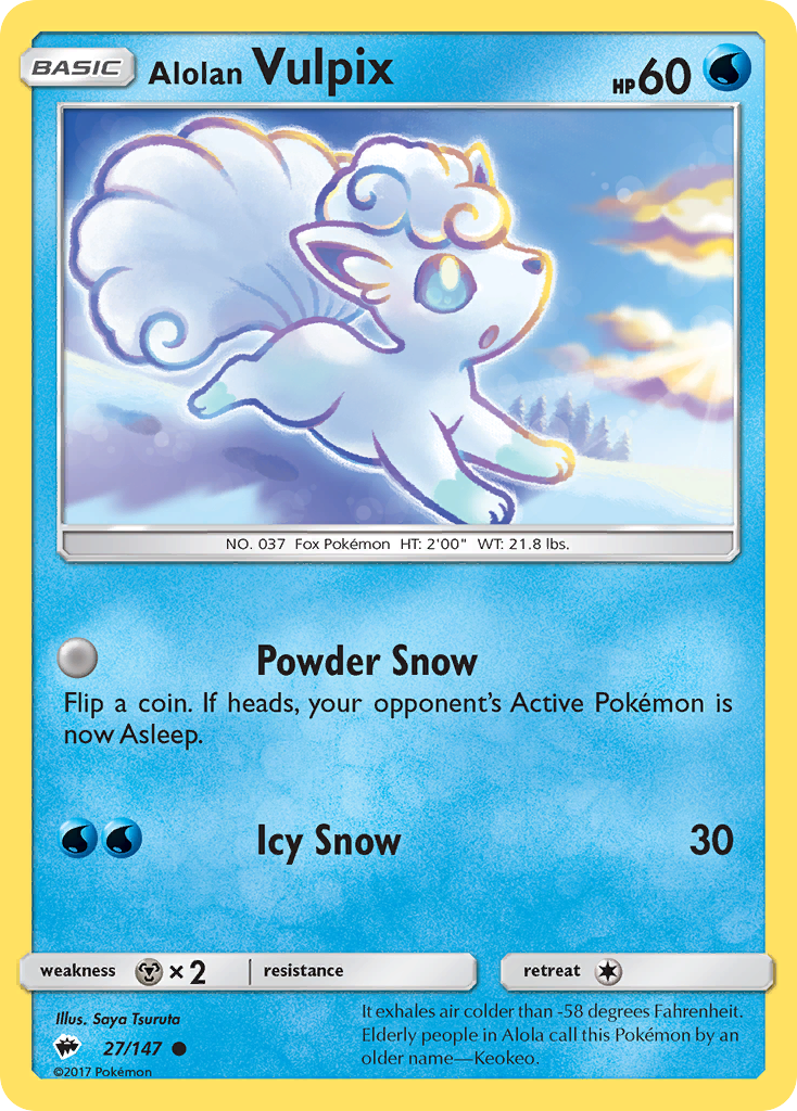 Common sm3-27 non-holo – Pokémon Alolan Vulpix - 27/147 - Common [sm3-27] [Non-Holo] - Alolan Vulpix - 27/147 - Common
