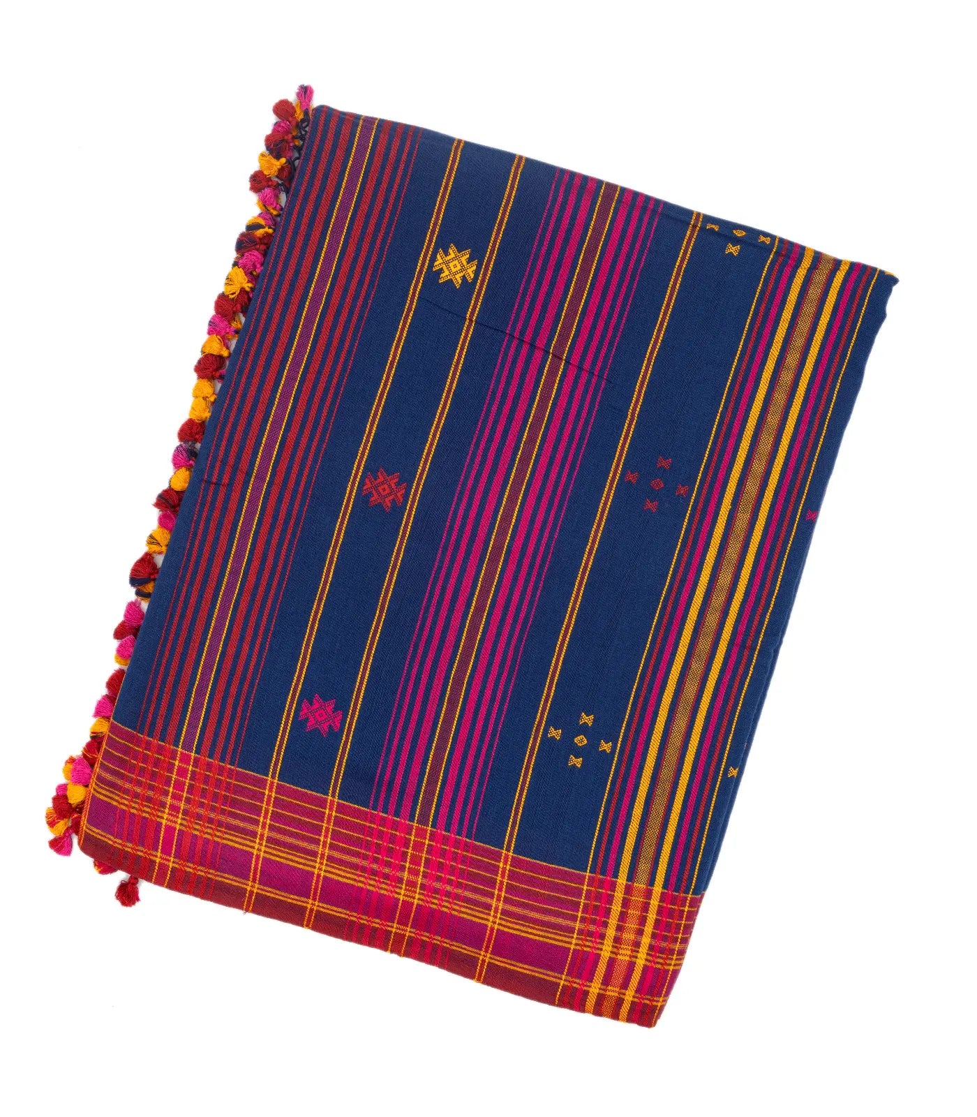 RmKV Purple Handloom Bhujodi Cotton Saree With Stripes