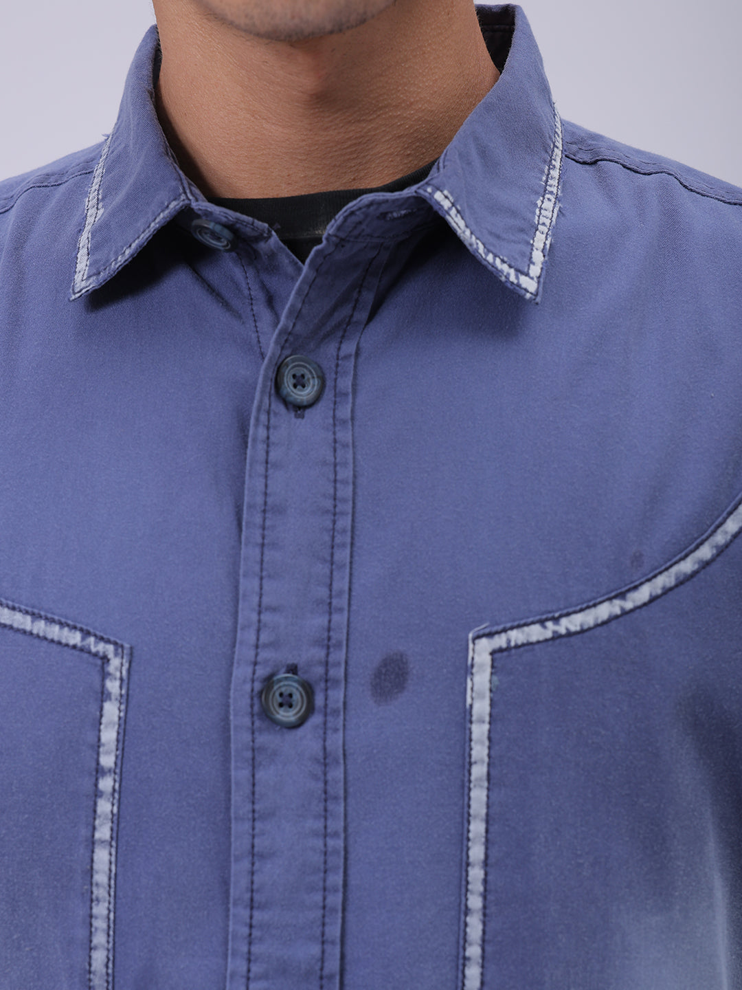 The Indian Garage Co Men's Navy Blue Regular Fit Vintage Shirt - view 6