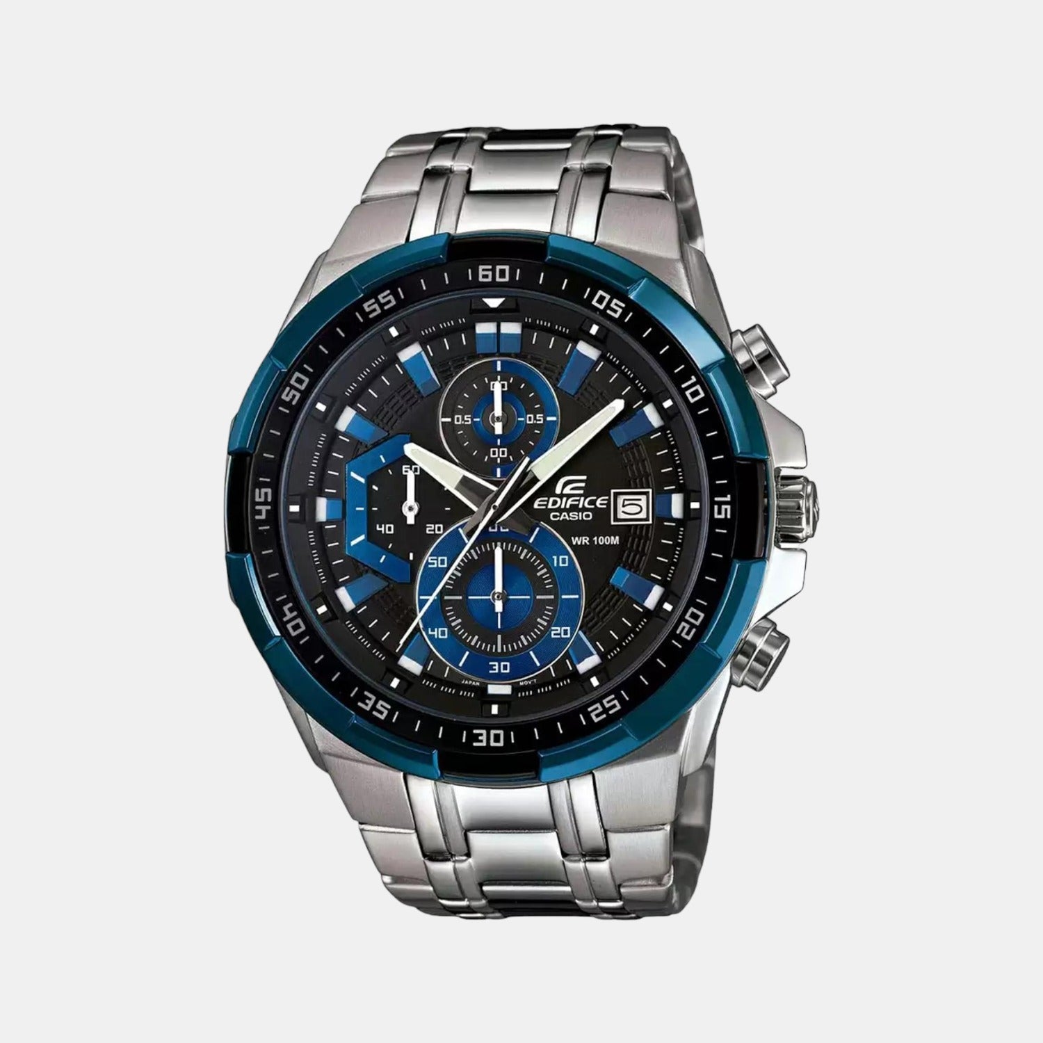 Casio Edifice Men Quartz Black Dial Chronograph Stainless Steel Watch EX190