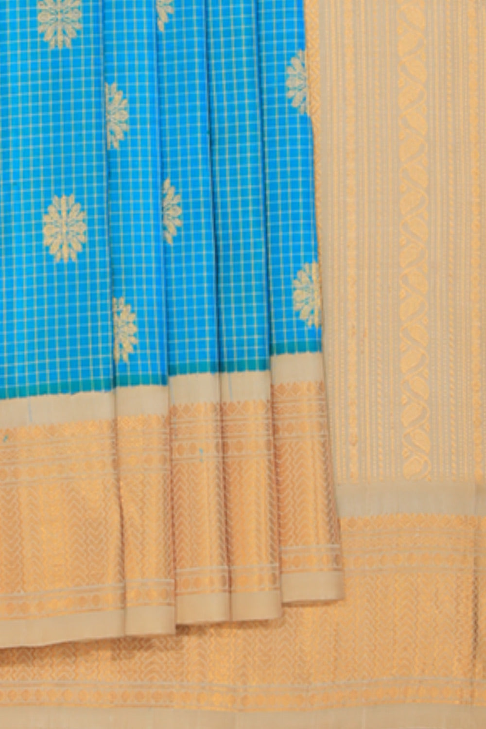 Kalanjali Gadwal Teal Blue Saree – Women's