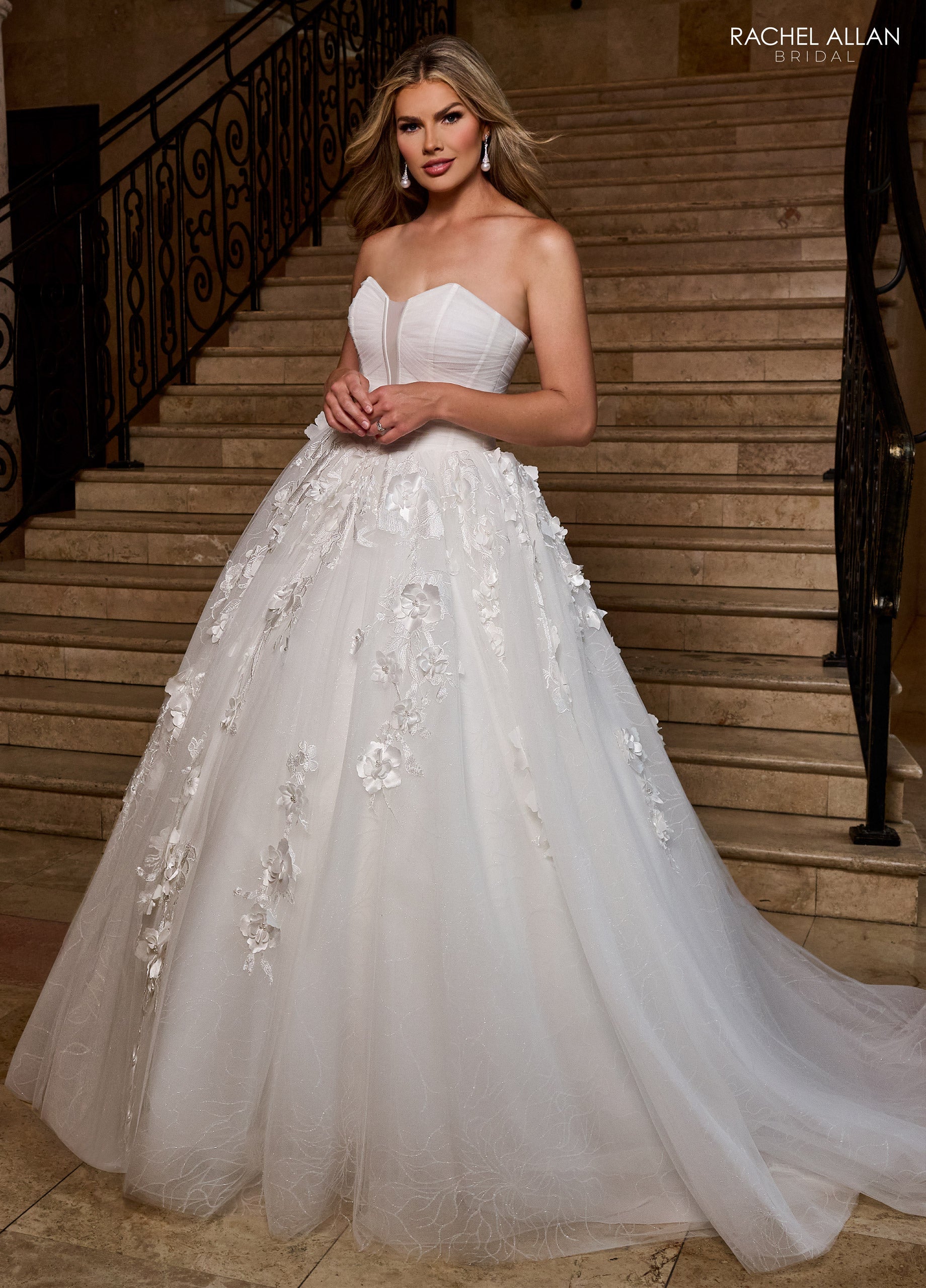Mary's Bridal Ball Gowns Collection 3D Floral Off Shoulder Bridal Gown by Rachel Allan RB6170 - view 13